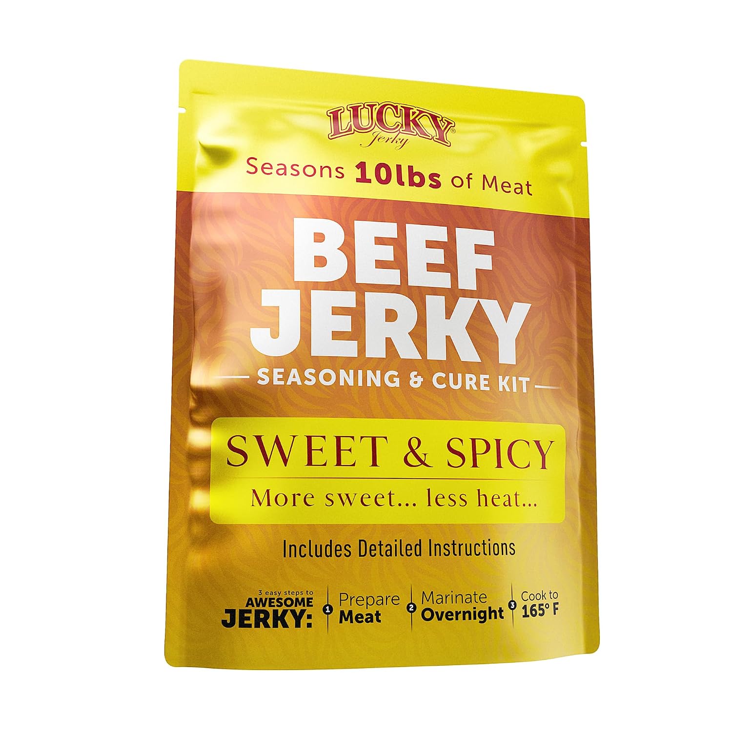 Lucky Jerky Ultimate Savory DIY Beef Jerky Seasoning and Cure Kit, 12 Oz | Make Your Own with Original, BBQ, Teriyaki, and Sweet & Spicy, Seasons 5 lbs per Flavor, 20 lbs Total