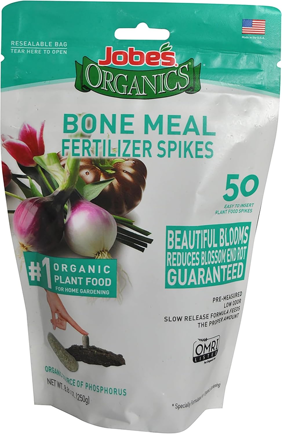 Jobe’s Organics All Purpose Fertilizer Spikes, Easy Plant Care Fertilizer for Vegetables, Flowers, Shrubs, Trees, and Plants, 50 Count