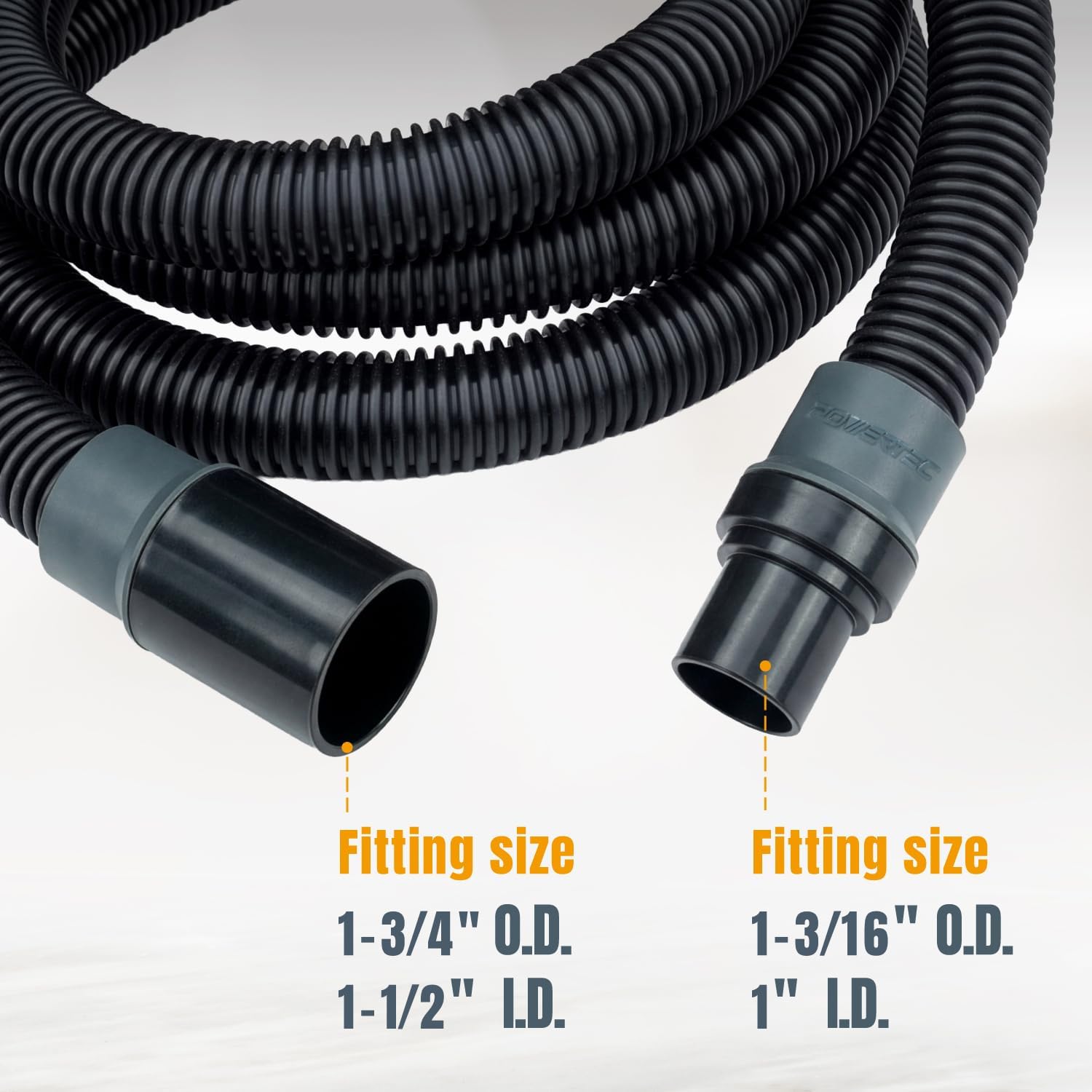 POWERTEC 70347 10 Ft. Dust Collection Hose Kit with 5 Fittings for Woodworking Power Tools Home and Wet/Dry Shop Vacuums