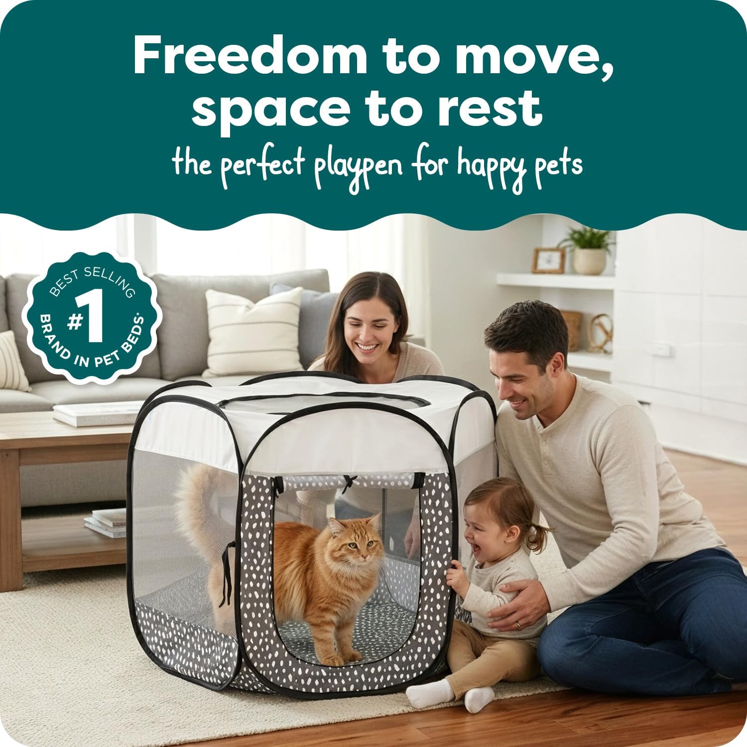 Furhaven Portable Dog Playpen Cat Tent, Pet playground,Kennel foldable indoor outdoor zippered puppy crate - Hunter Green, Medium