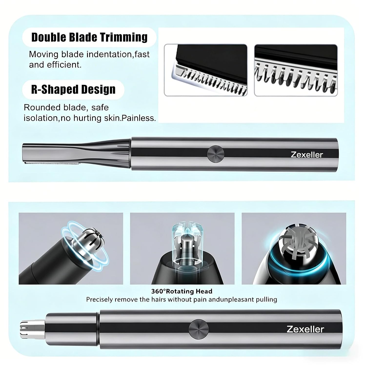 Electric Nose Hair Trimmer Eyebrow Trimmer for Men Women, 7-in-1 Painless Facial Grooming Kit