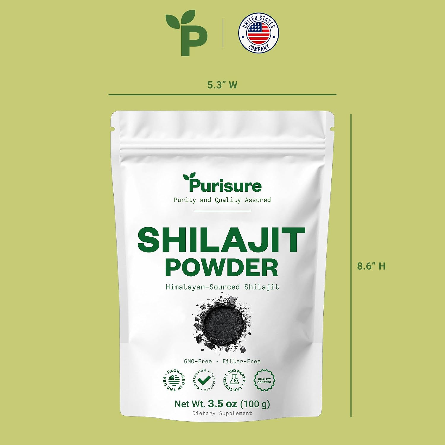 Purisure Shilajit Supplement Powder, 100g, Pure Himalayan Mineral with Fulvic Acid Powder, 12:1 Pure Fulvic Minerals Compound for Energy Supplement