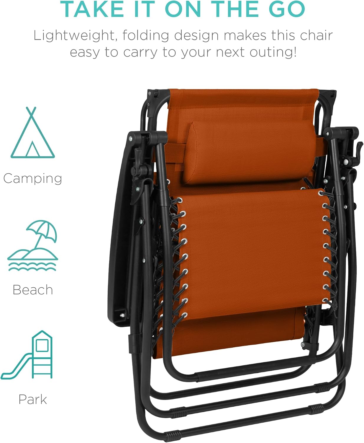 Best Choice Products Folding Zero Gravity Outdoor Recliner Patio Lounge Chair w/Adjustable Canopy Shade, Headrest, Side Accessory Tray, Textilene Mesh - Beige