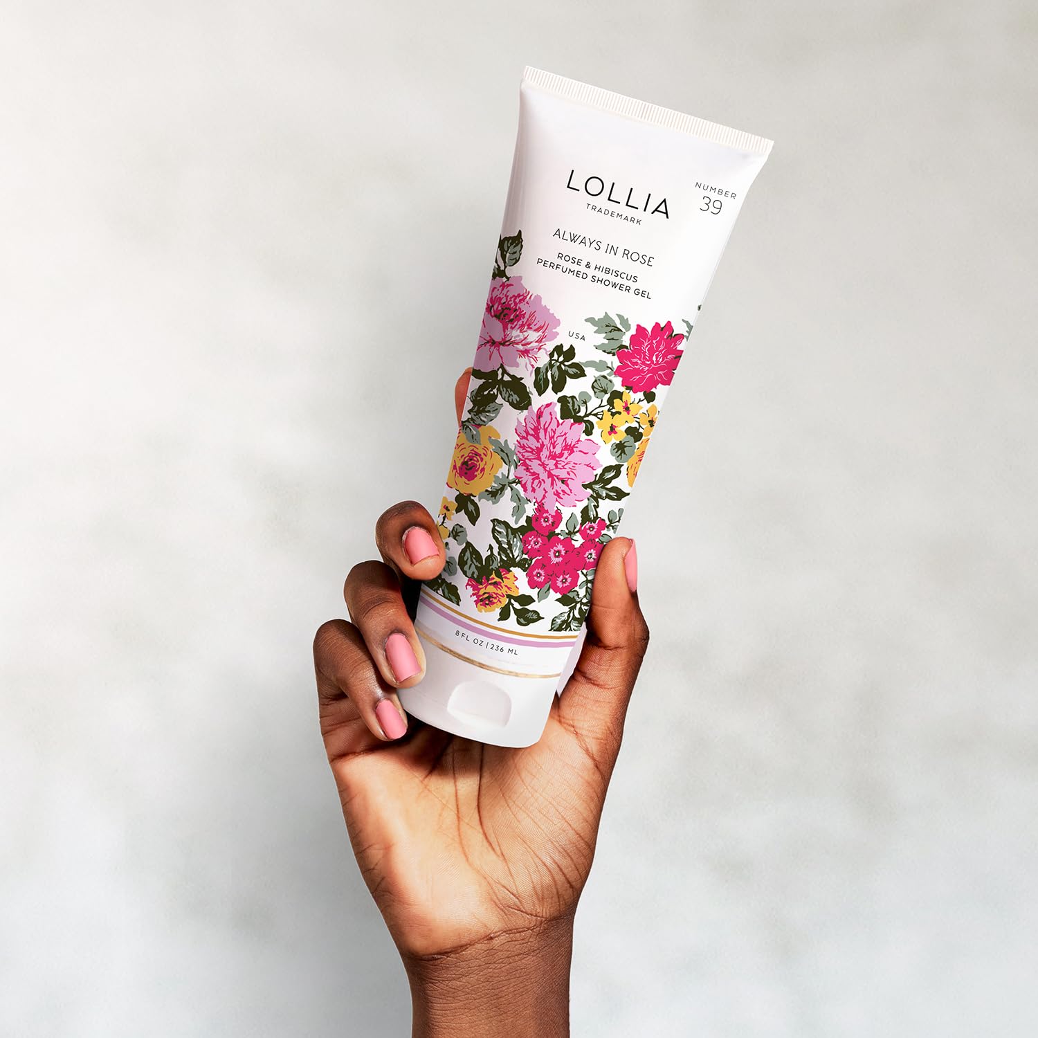 LOLLIA Wish Shower Gel, 8 fl oz, Vanilla Bean, Rice Flower, Jasmine Leaves, & Sugar Cane, Luxury Shea Moisture Hydrating Women's Body Wash, Delicate & Relaxing Scented Bath Soap for Self Care
