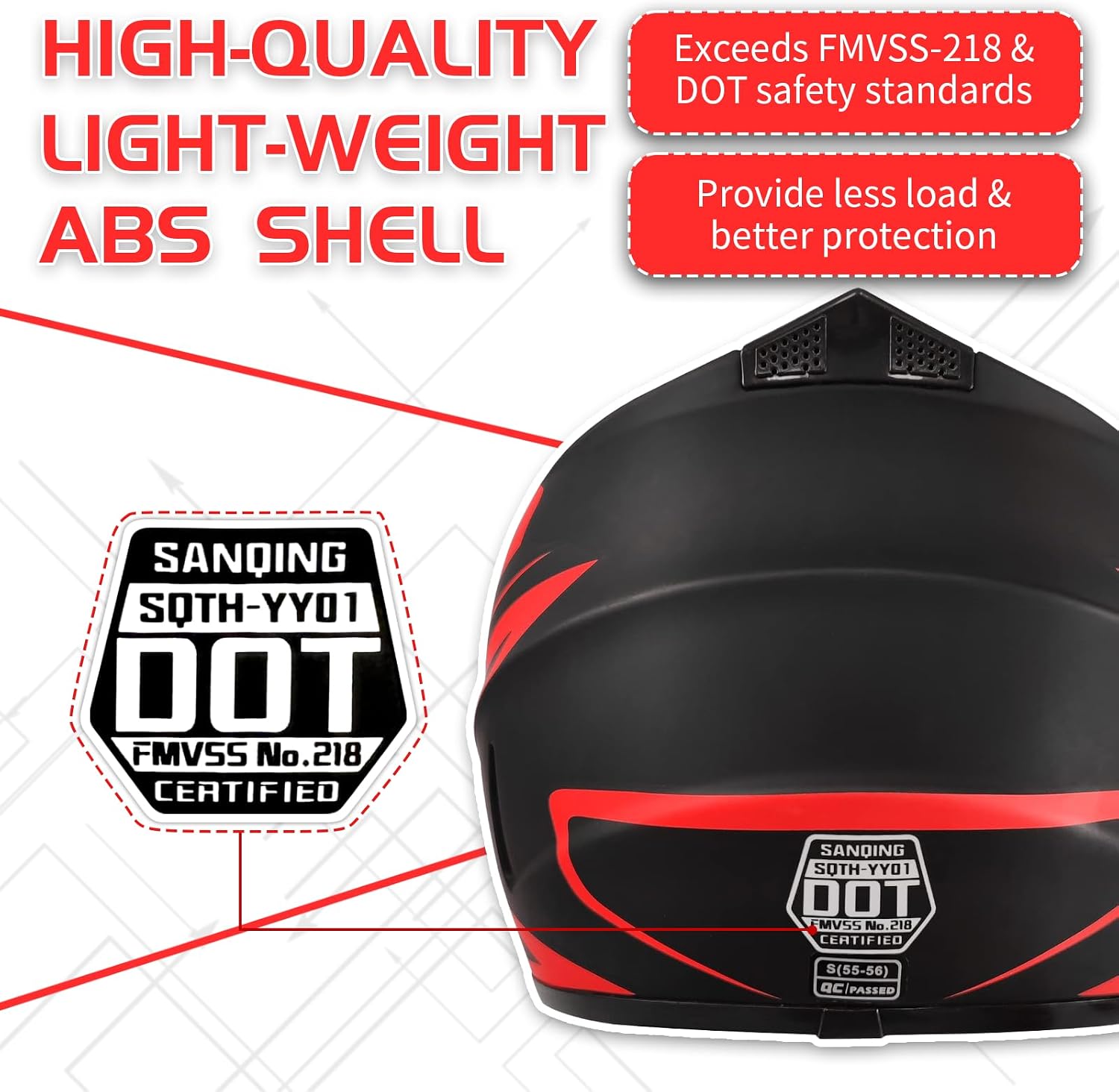 Youth Adult Dirt Bike ATV Helmet Motocross Anti-Collision Full Face Motorcycle DOT Approved BMX Downhill Off-Road Mountain Bike Helmet with SUV