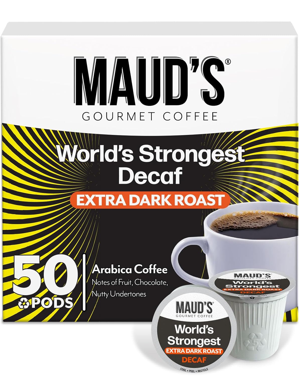 Maud’s Decaf Dark Roast Coffee Pods, 100ct | Decaffeinated Coffee in Single Serve Pods – Compatible with Keurig Coffee Makers