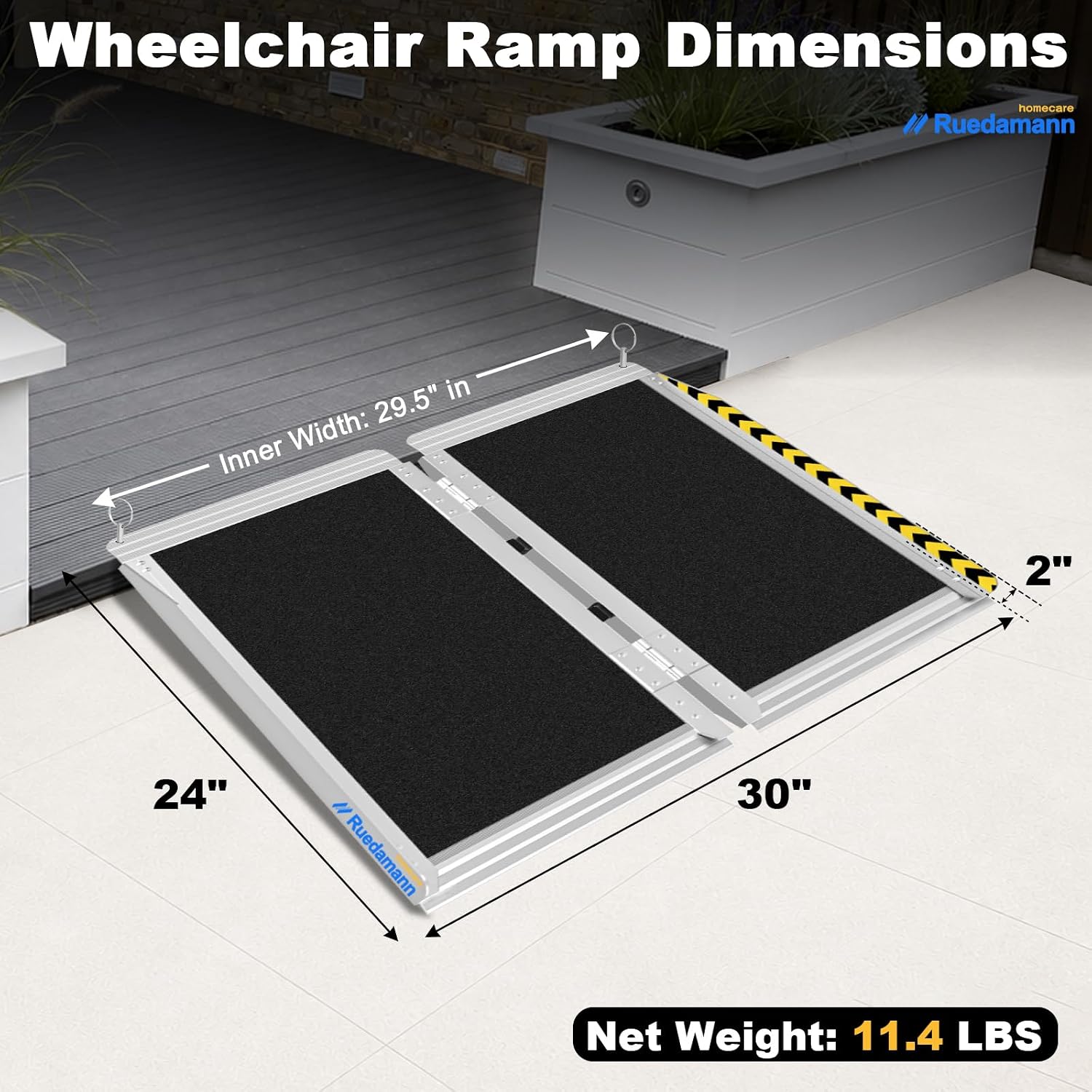 Ruedamann 2 FT Portable Wheelchair Ramp, 30" Wide