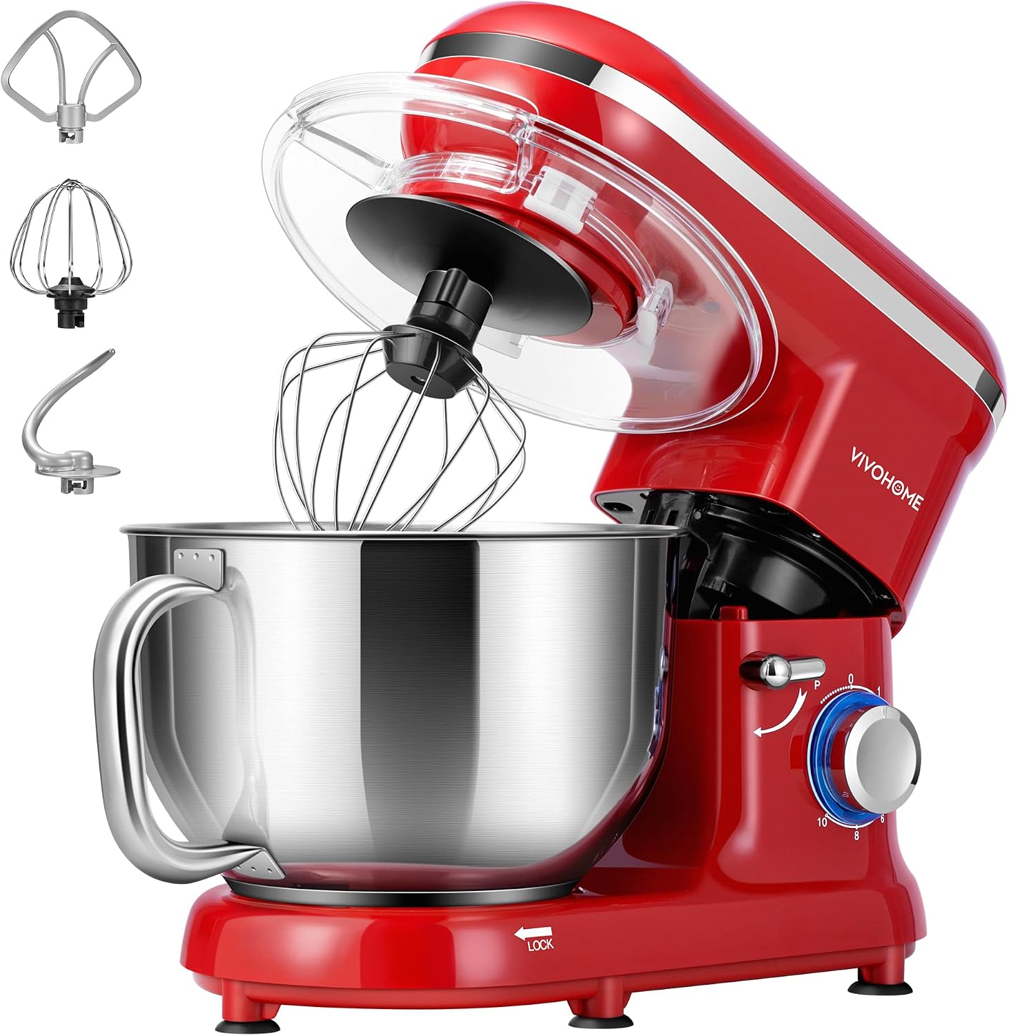VIVOHOME Stand Mixer, 6-Quart Tilt-Head Kitchen Mixer with Bowl, Gray
