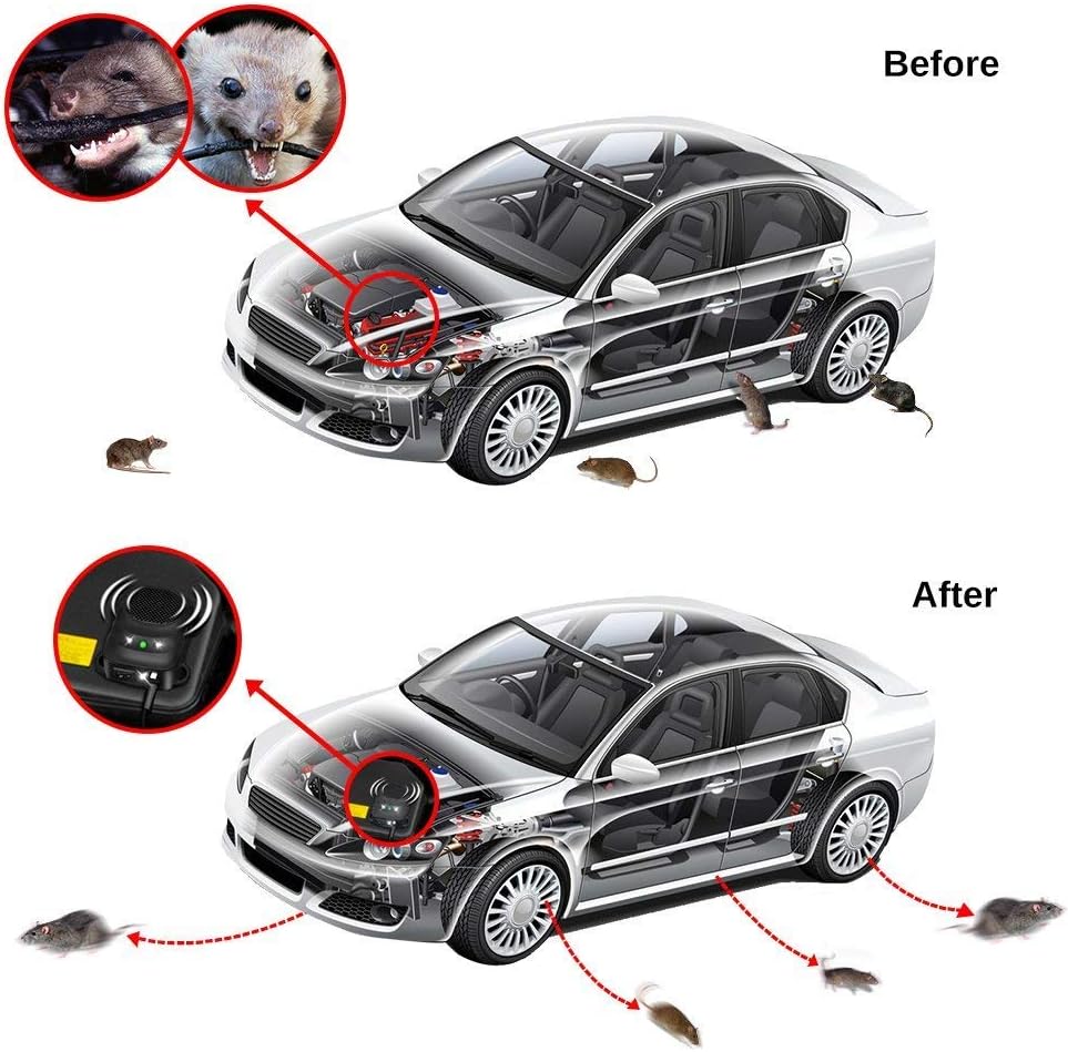 12V/24V Ultrasonic Under Hood Rodent Repellent for Car Engines | Pack of 2