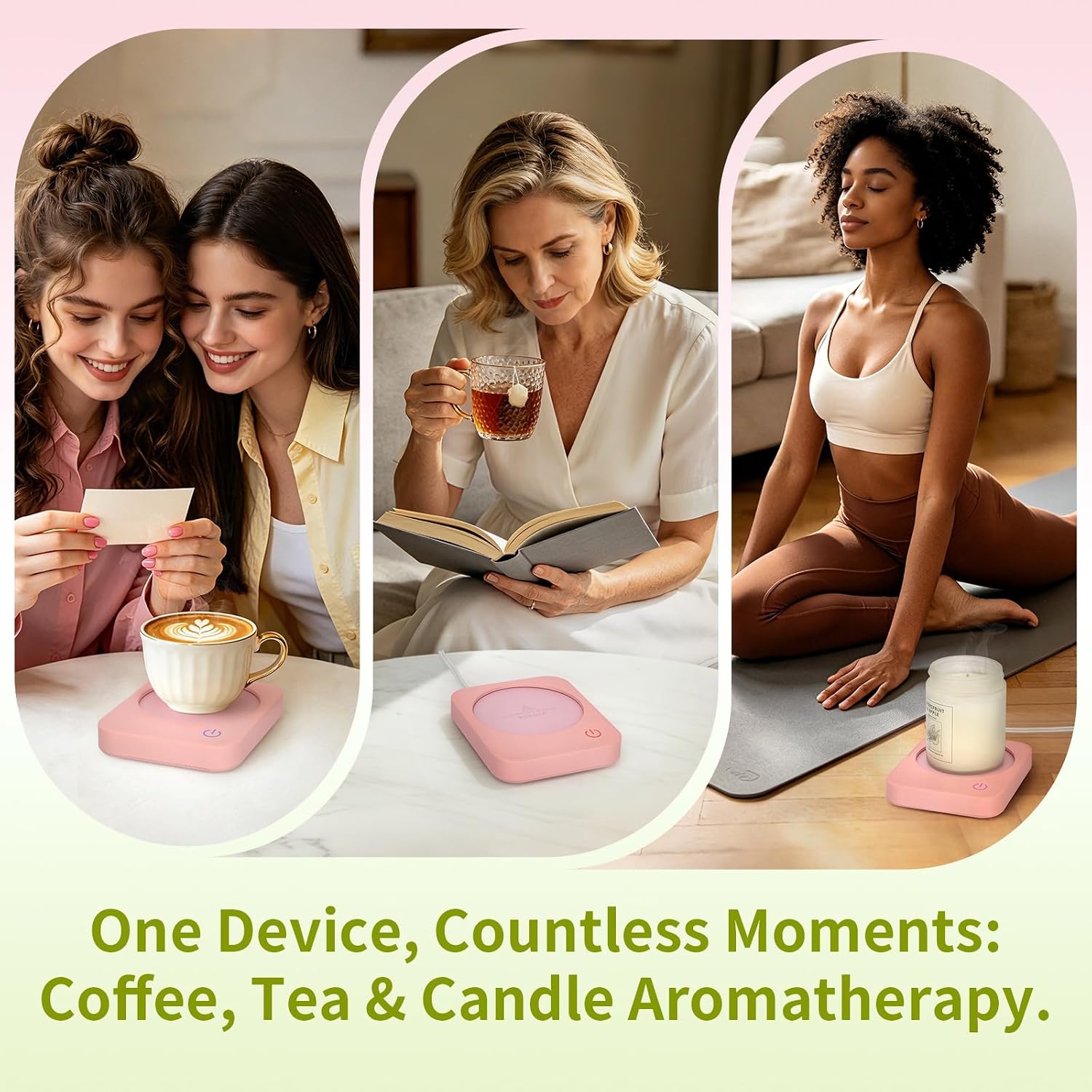 VOBAGA Coffee Mug Warmer for Desk with Auto Shut Off & 3-Temp Settings, Coffee Cup Warmer with Smart Safety Alert Home Office Accessory