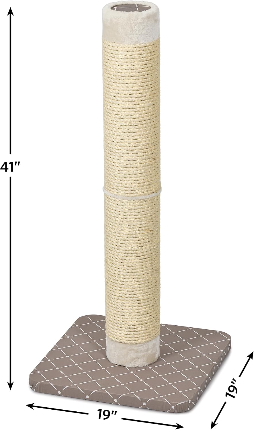 MidWest Homes for Pets Feline Nuvo Grand Forte Scratching Post, 41 Inches Tall, Heavy-Duty Sisal Post with Wide Base, Thick Brown Faux Fur, for Large and Multi-Cat Households
