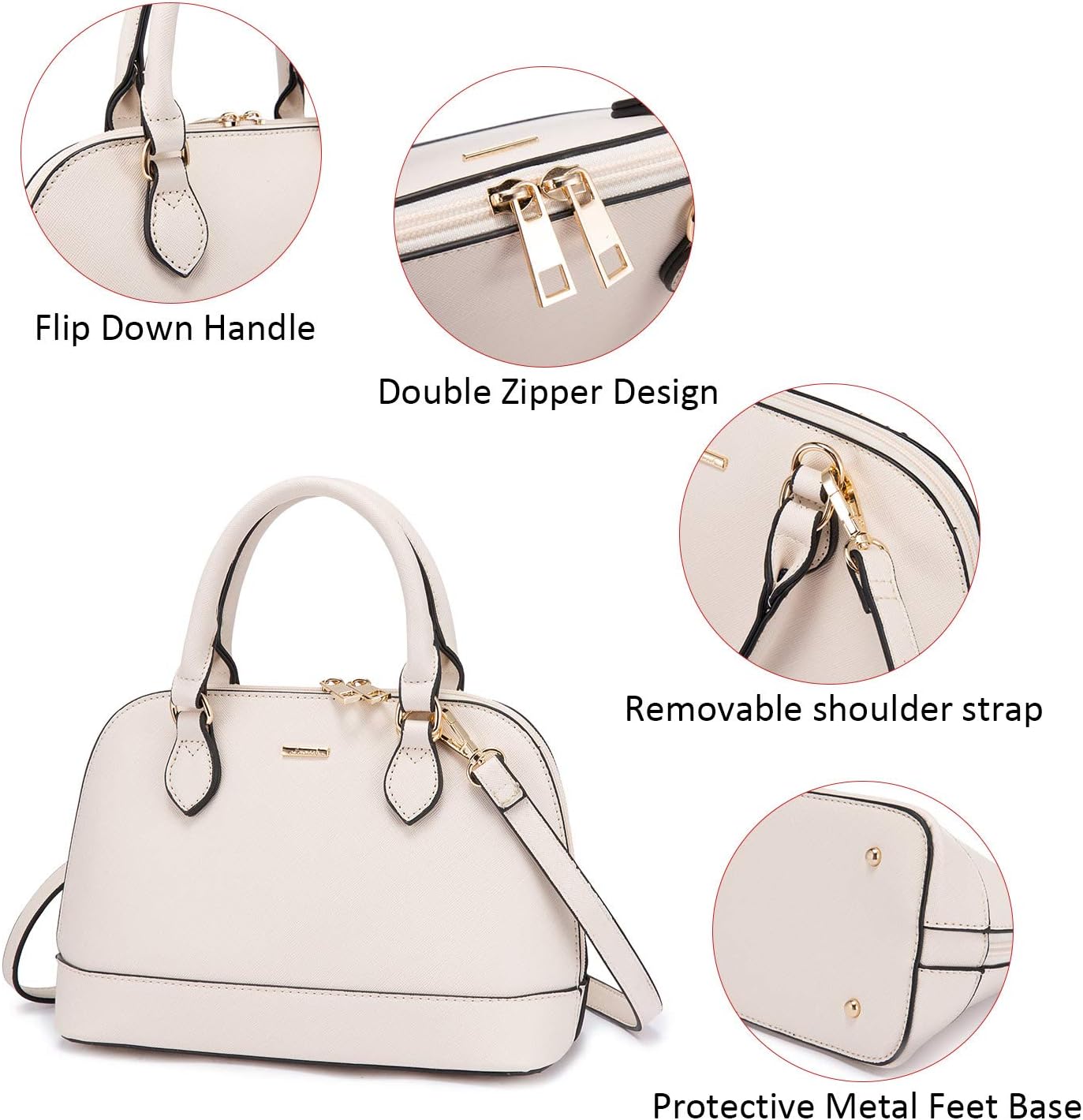 LOVEVOOK Purse for Women, Crossbody Dome Satchel Handbag with Double Zip