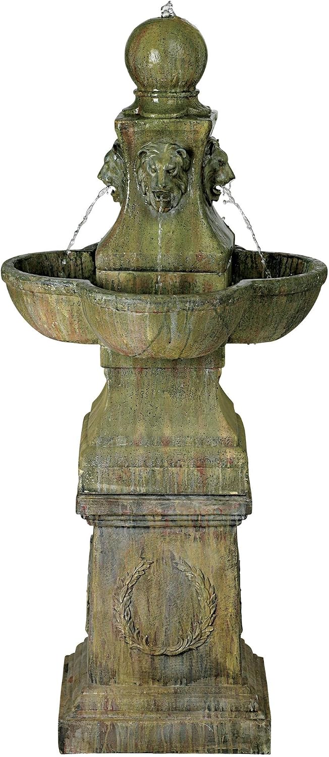 John Timberland Royal Lion 54" High Garden Large Pedestal Outdoor Fountain | Italian Decor Faux Stone Floor Standing Tall Bubbler Water Feature for