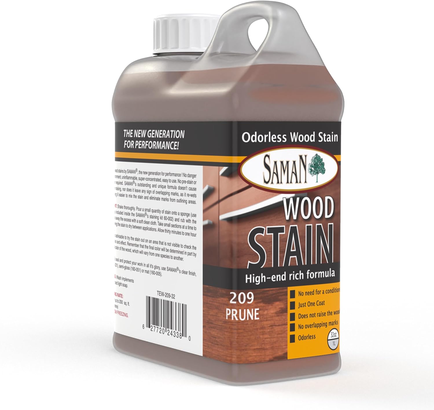SamaN Interior Water Based Wood Stain - Natural Stain for Furniture, Moldings, Wood Paneling, Cabinets (Antique Walnut TEW-212-12, 12 oz)