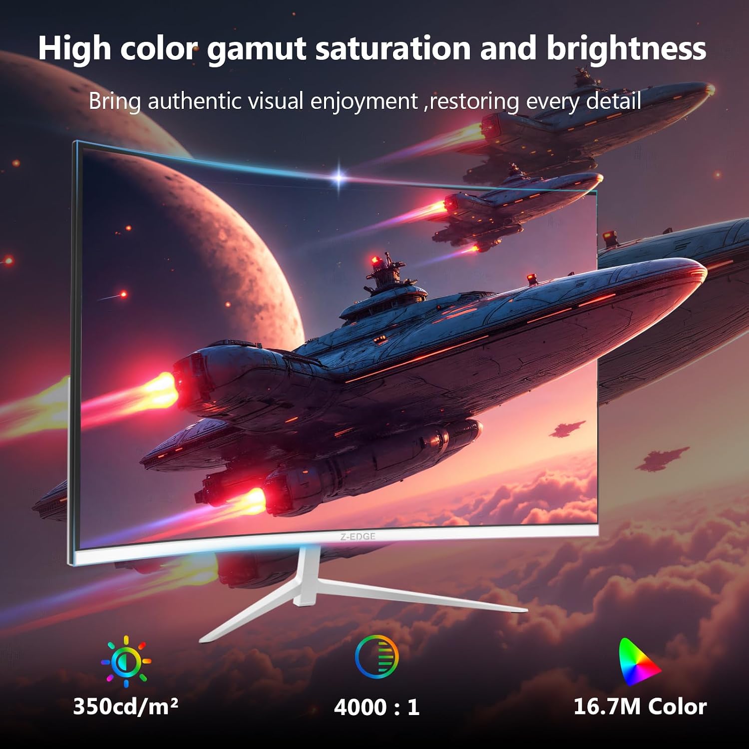 Z-Edge 34 inch WQHD 1440P Curved Gaming Monitor, 240Hz Computer Monitor | AG34P 1500R Frameless 21:9 Curved Screen, Height Adjustable, Office & Gaming, 1ms, Dual DP & HDMI, Metal Stand