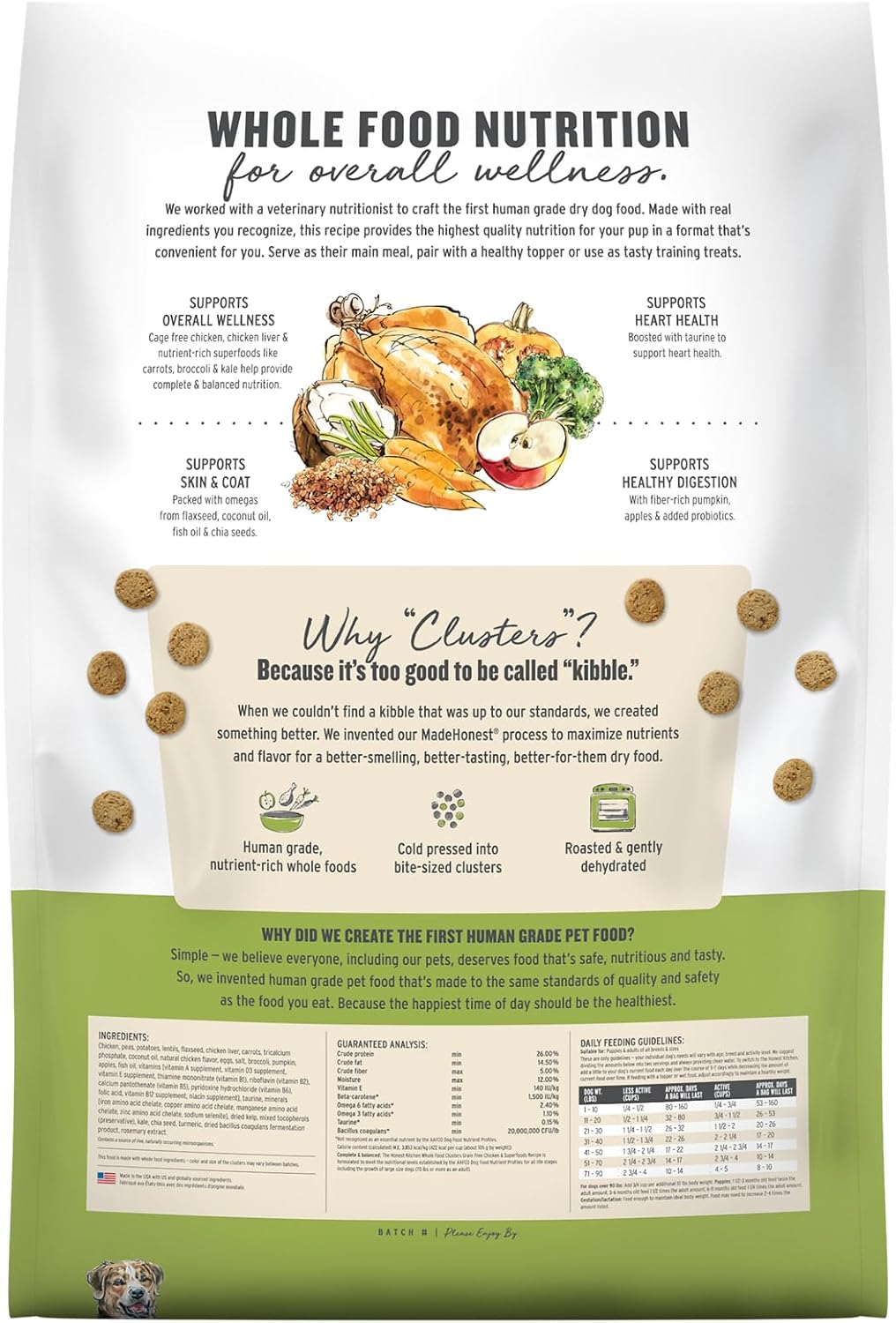 The Honest Kitchen Grain Free Beef & Superfoods Whole Food Clusters, Human Grade Dry Dog Food, Vet-Crafted Nutritional Support for Skin, Coat, Digestion & Overall Wellness, 20 lb Bag