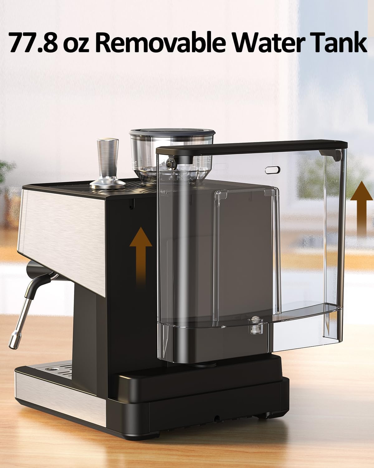 (2026 Upgrade) Espresso Machine with Grinder, 15 Bar Expresso Coffee Machines, Professional Coffee Maker for Latte&Cappuccino with Milk Frother, Expresso Machines for Home Descaling Kit Included White