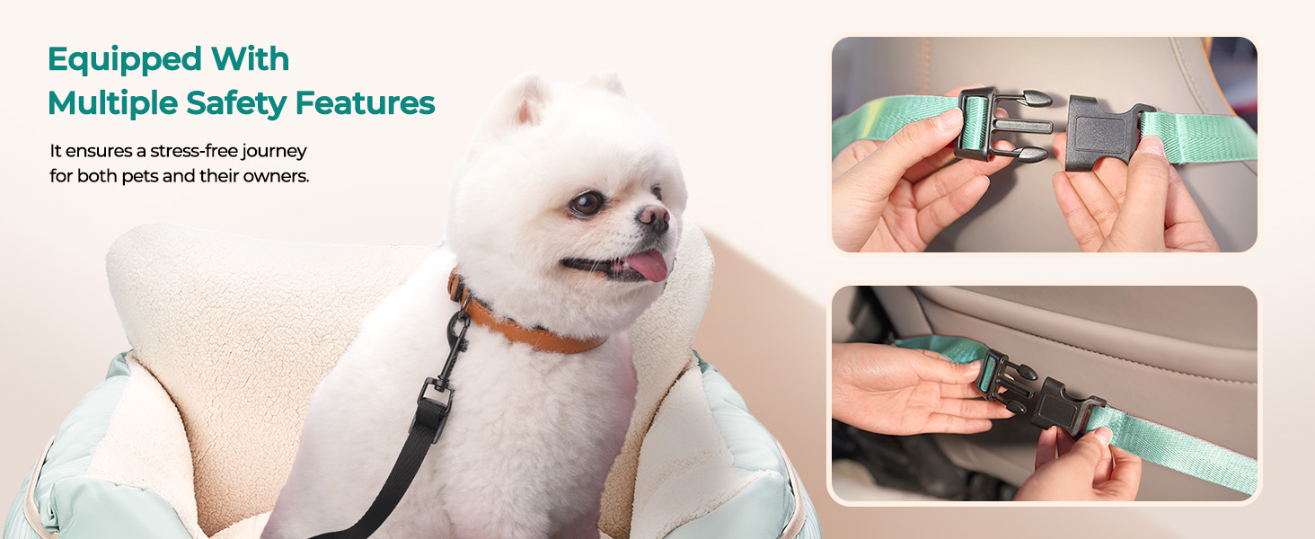 clip-on leash non-rush adjustable straps install in car seat safety safe