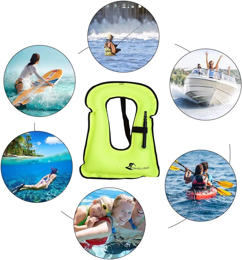 OMOUBOI Snorkel Vest for Adults Swim Vests Inflatable Snorkeling Jackets for Diving, Snorkeling, Swimming Safety (Suitable for 100-220 lbs)