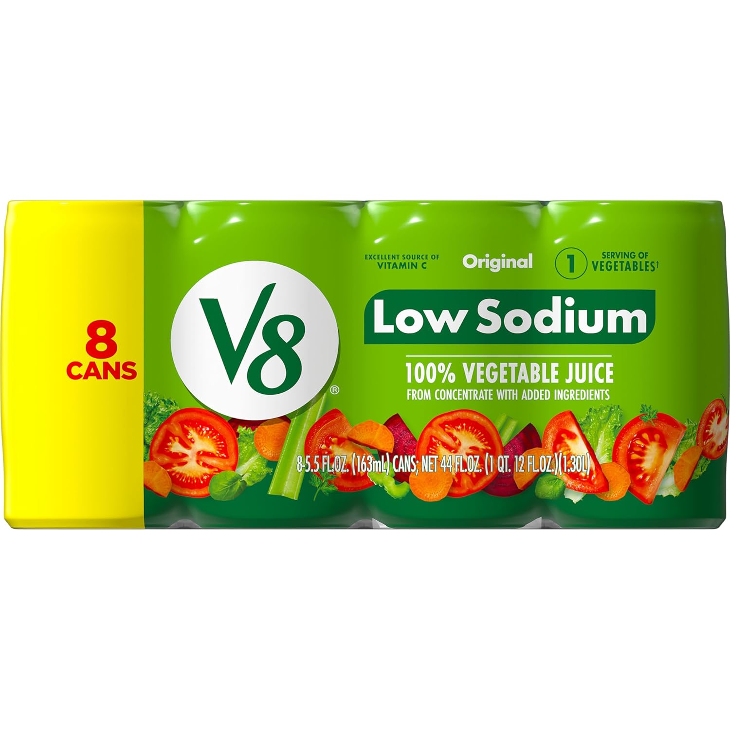 V8 Low Sodium Original 100% Vegetable Juice, 11.5 fl oz Can (24 Pack)