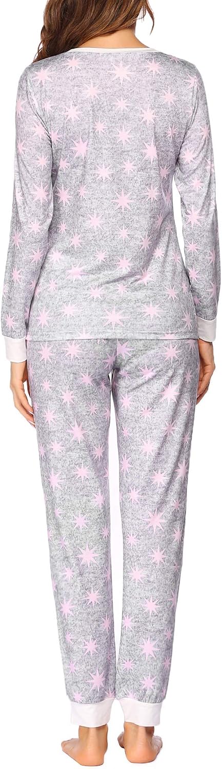 Ekouaer Womens Pajamas Sets Long Sleeve Tops with Jogger Pants