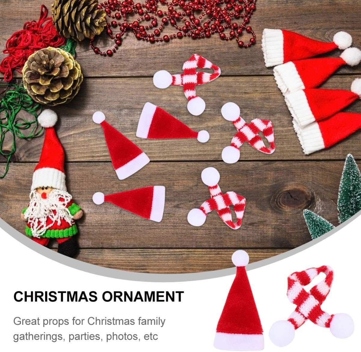 HEALLILY Party Wine Bottle Cork 20pcs Christmas Mini Santa Hats Wine Topper Covers Christmas Wine Bottle Decorations for Xmas Holiday Party (Red and