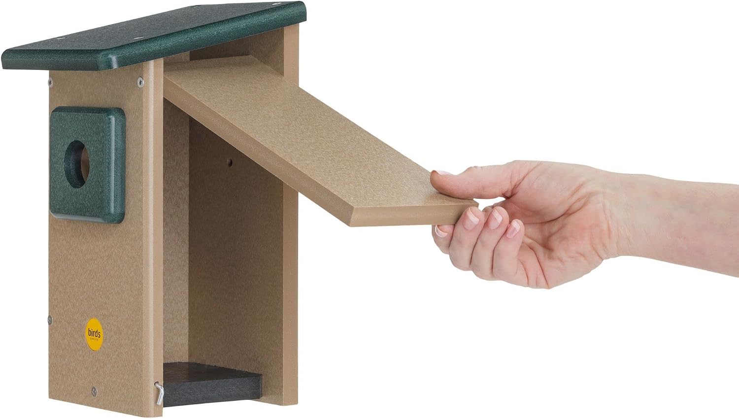 Birds Choice Ultimate Bluebird House, 1.5" Hole | Taupe & Blue | Durable Recycled Plastic Nesting Box, Weather-Resistant for Backyard Bluebirds, 11in x 8.5in x 12.625in