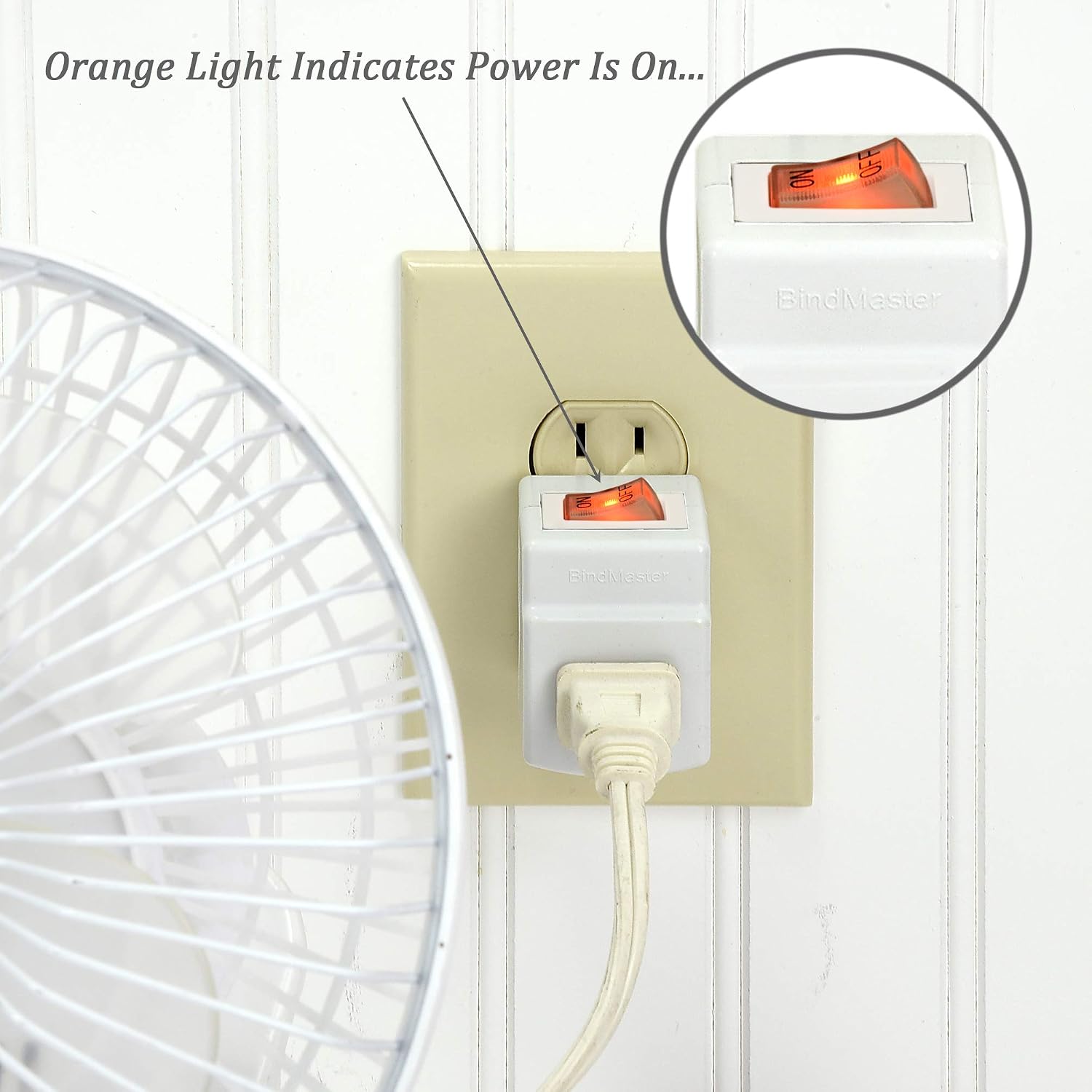 3 Prong Grounded Single Port Power Adapter with Indicator On/Off Switch (1 Pack)