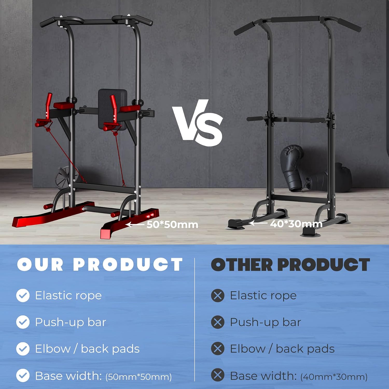 Power Tower Dip Station Pull Up Bar Exercise Tower Adjustable Pull Up Station Pull Up Tower Bar for Home Gym Multifunctional Strength Training