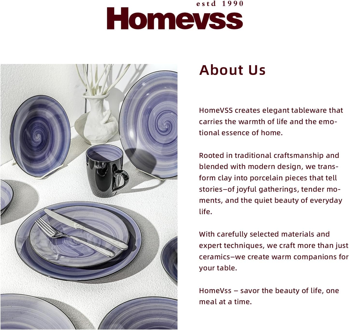 HomeVss, Sonoma Stoneware Dinnerware Set, Outside Black + Inside Hand Painting Color (16pc Set, Grey)