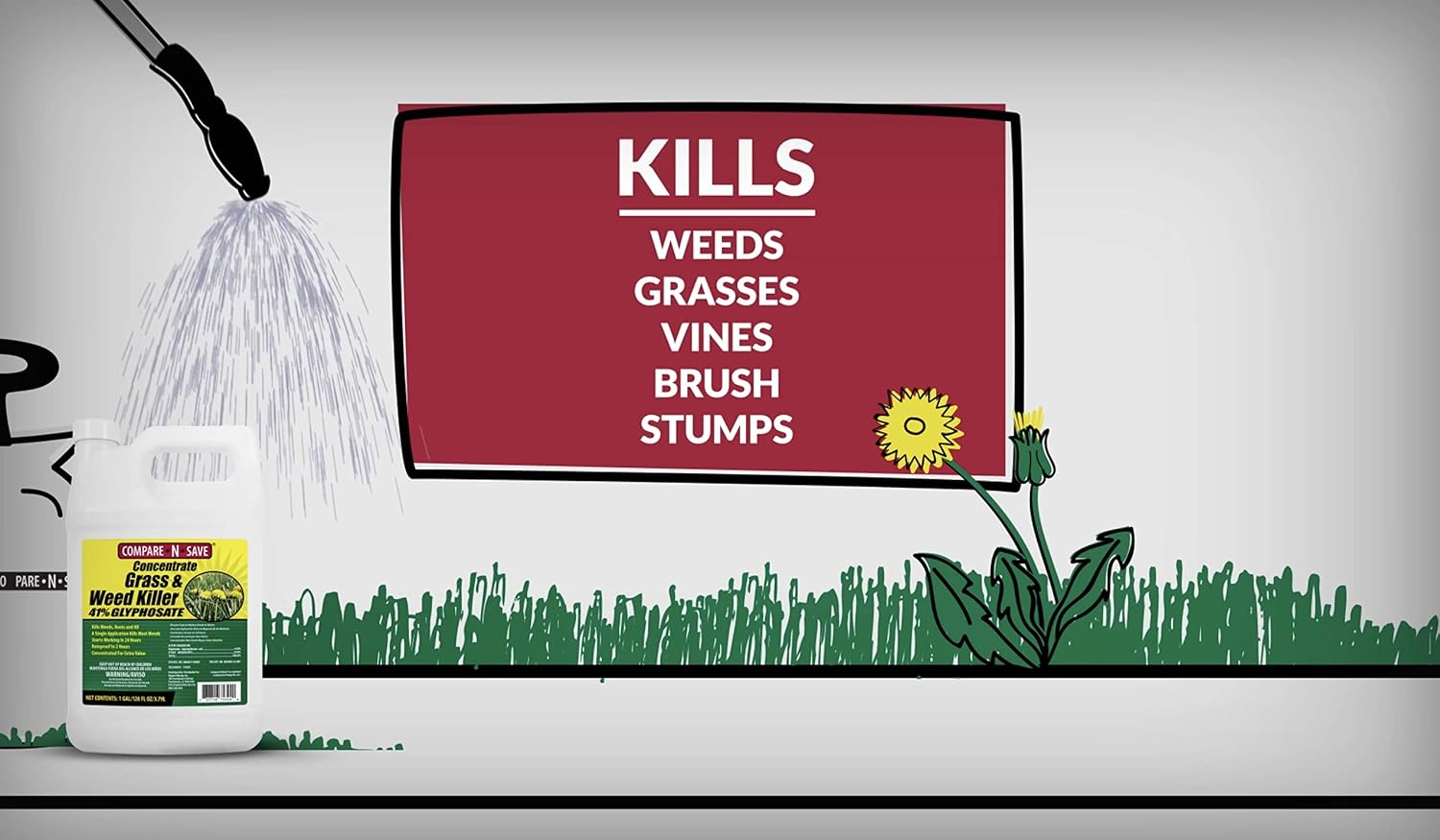 Compare-N-Save Glyphosate Concentrate Grass & Weed Killer Herbicide, 16-ounce