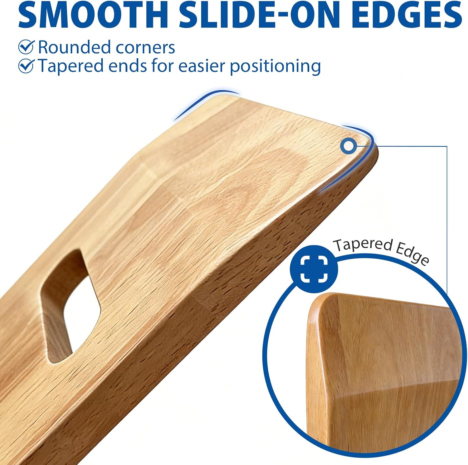Blue Jay Slide Boards for Transfers - 30" Wooden Transfer Boards for Wheelchair - 8" x 30" Patient Assist Device for Car, Bed, Chair & Seniors - Smooth Surface & Tapered Ends