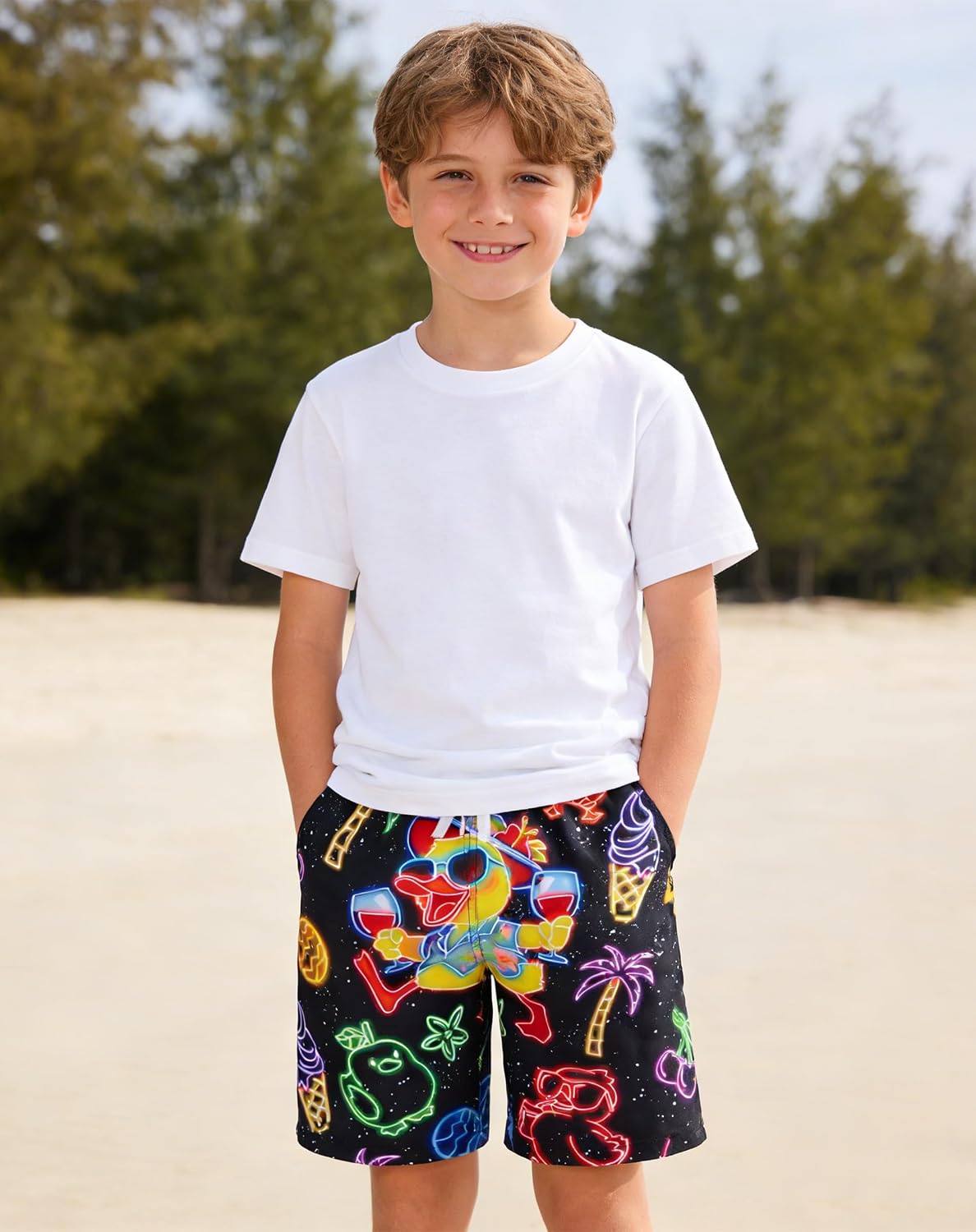 BFUSTYLE Boys Swim Trunks Mesh Lining Kids Bathing Suit 5-14 Years Shorts