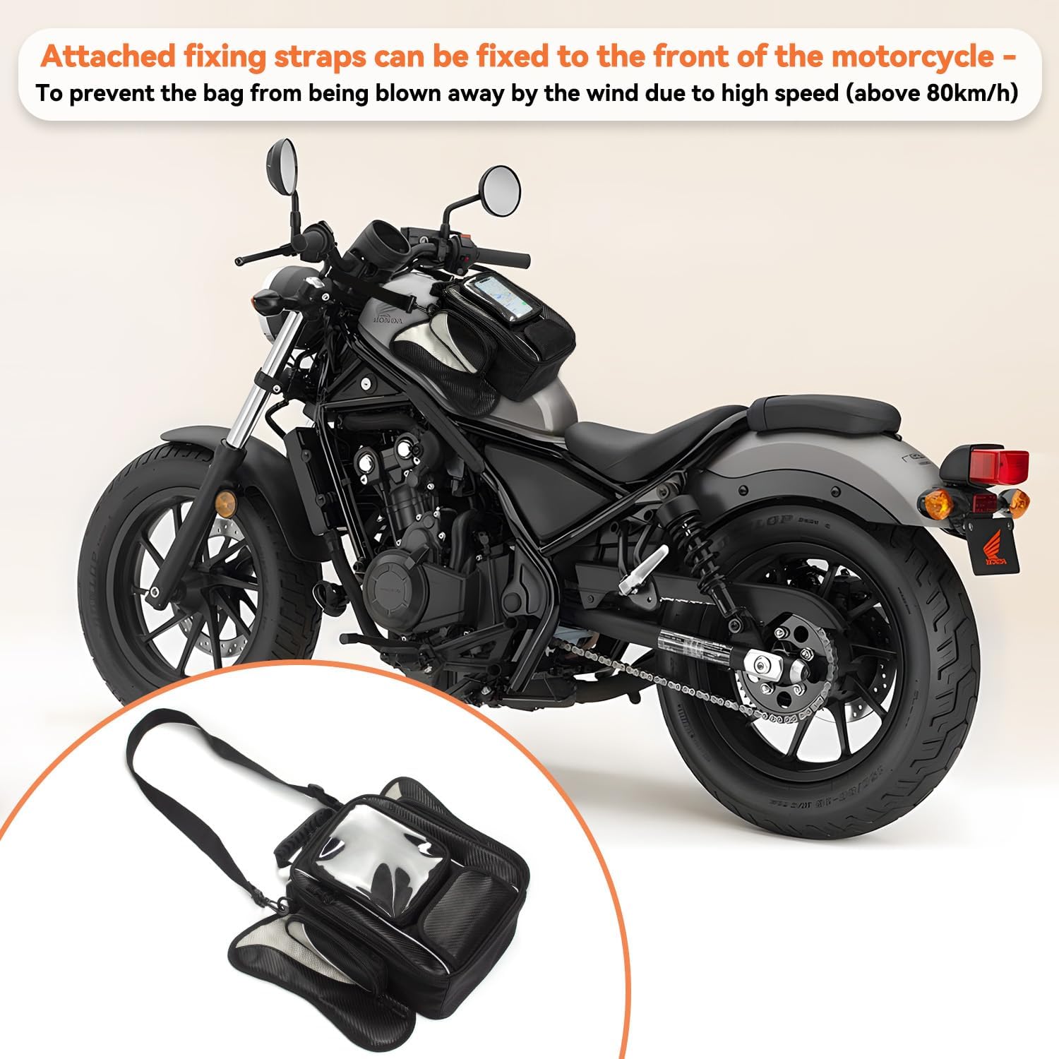 Dracarys Motorcycle Tank Bag - Oxford Saddle Black Motorbike Bag - Strong Magnetic Bag for Honda Yamaha Suzuki Kawasaki Harley