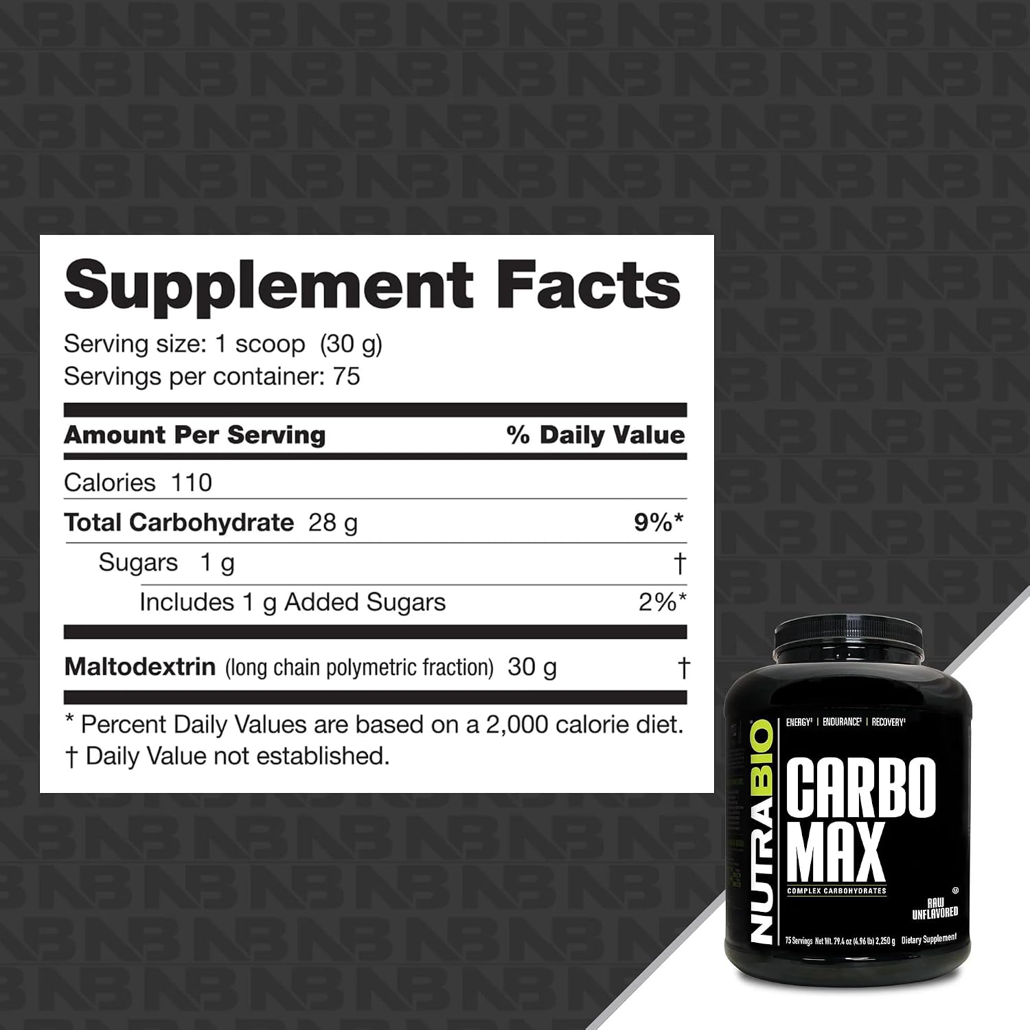 NutraBio CarboMax Maltodextrin Powder - Carbohydrate Powder for Sustained Energy - Calorie Rich for Muscle and Weight Gain - Unflavored - 5 Pounds