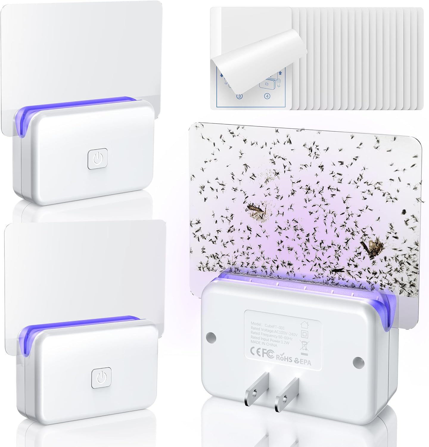 LFSYS 2 Pcs Fruit Fly Traps for Indoors (2 Device+10 Refills) Plug in UV Light Fly Trap for Gnats, Fruit Flies, Flying Insects Sleek Design Indoor Safe
