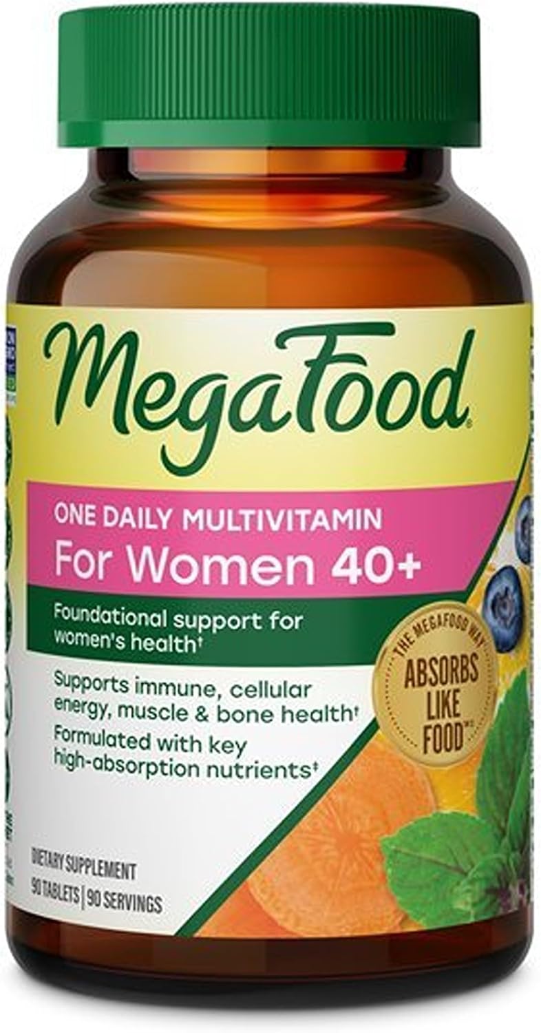 MegaFood One Daily Multivitamin for Women 40+ with 22 Nutrients, 30 Tablets | Immune Support, Cellular Energy, Muscle & Bone Health, Methylated B12, Methylfolate, Vitamin D3, C and Zinc, 30 Servings