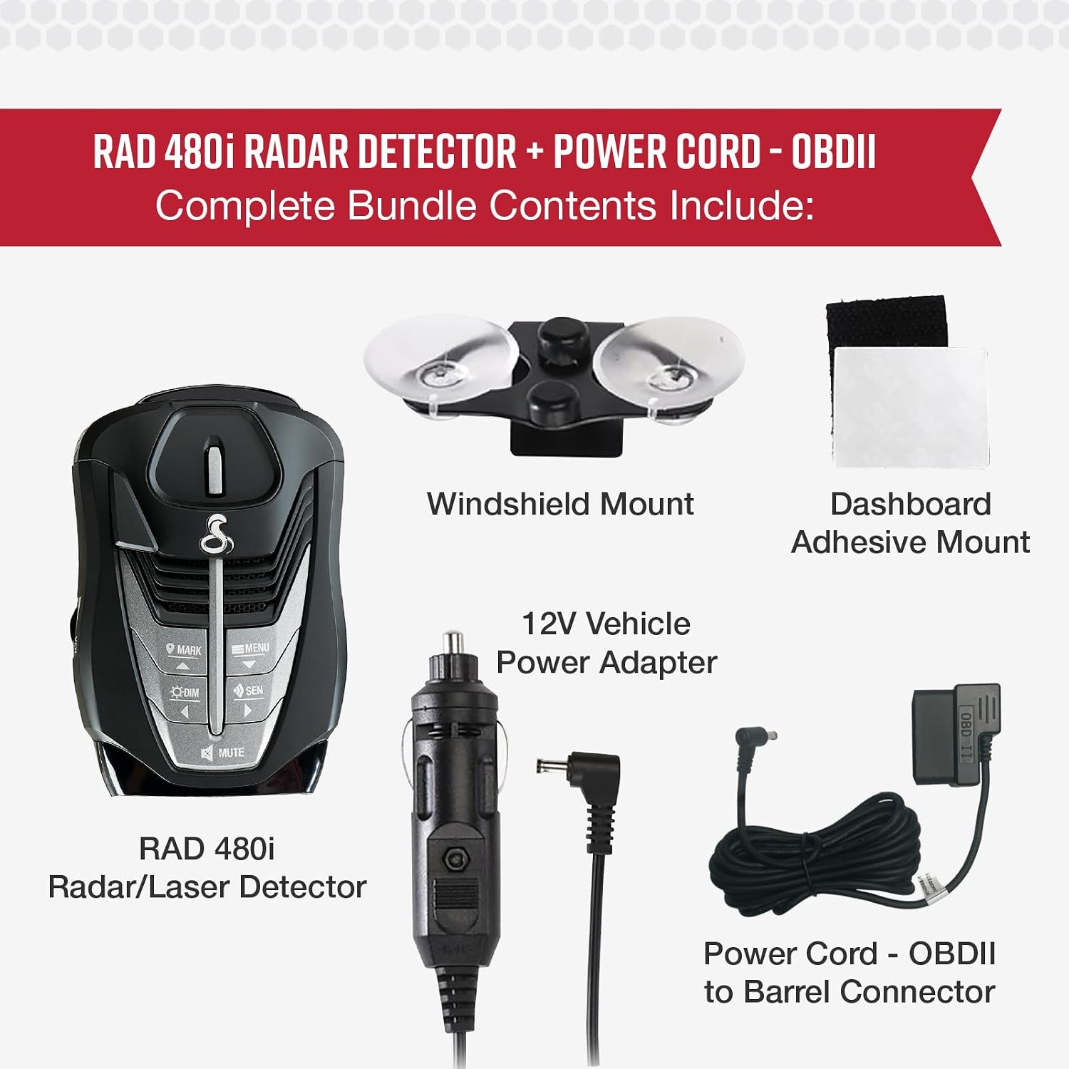 Cobra RAD 480i Laser Radar Detector, Long Range Detection, Bluetooth, Black