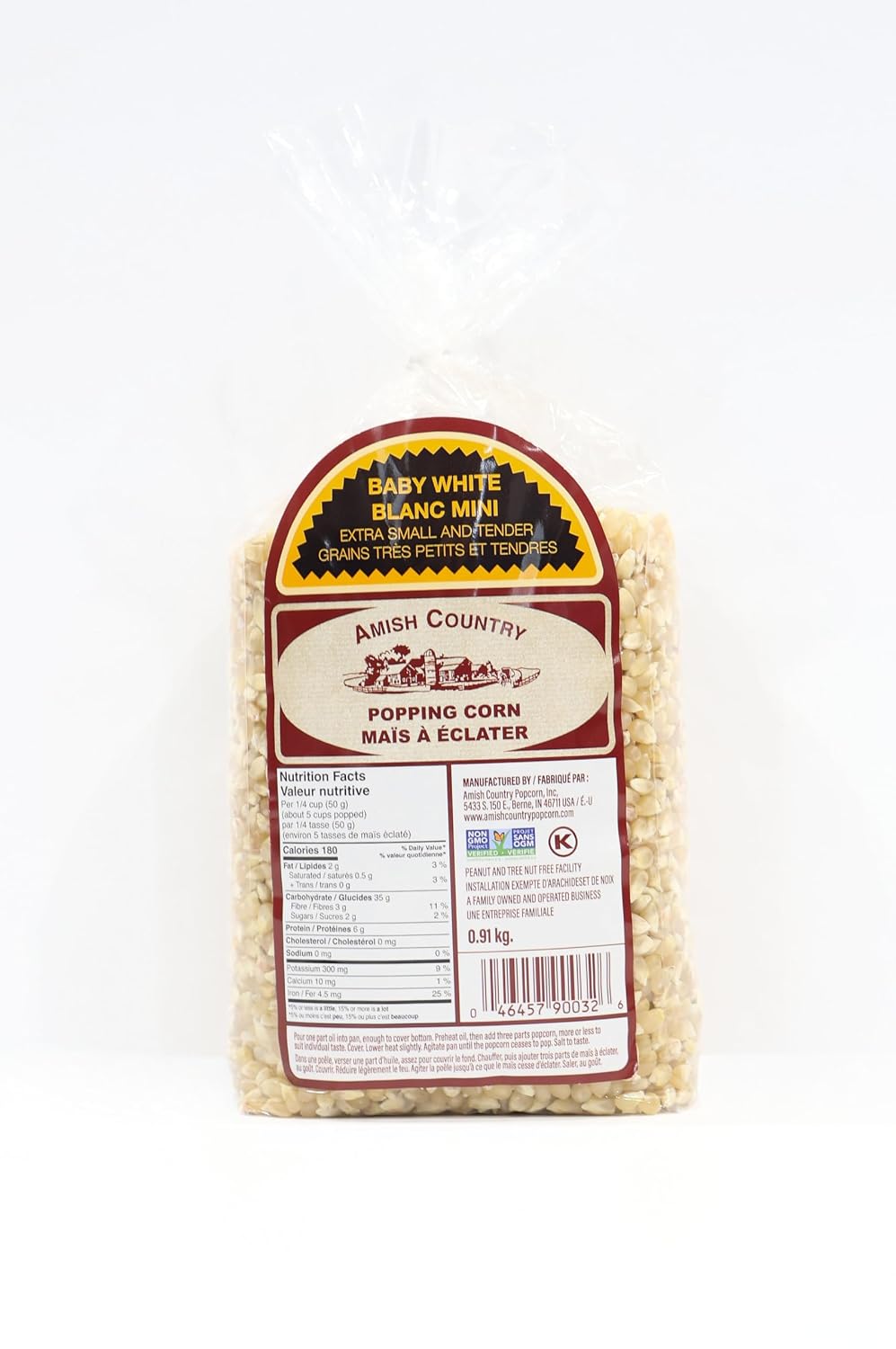 Amish Country Popcorn | 2 lb Bag | Baby White Popcorn Kernels | Small and Tender | Old Fashioned, Non-GMO and Gluten Free (Baby White - 2 lb Bag)