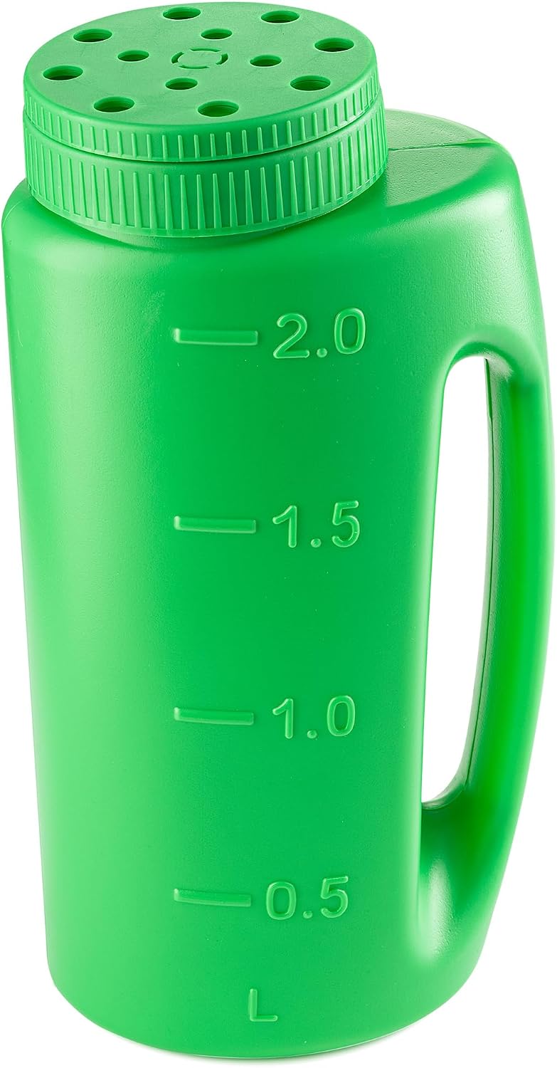 Superio Lawn Seed Spreader, Handheld Shaker for Lawn Seeds, Ice Melt Salt, Calcium, Deicer, Weed and Feed Spreader, 2 Liter, Adjustable Hole Size