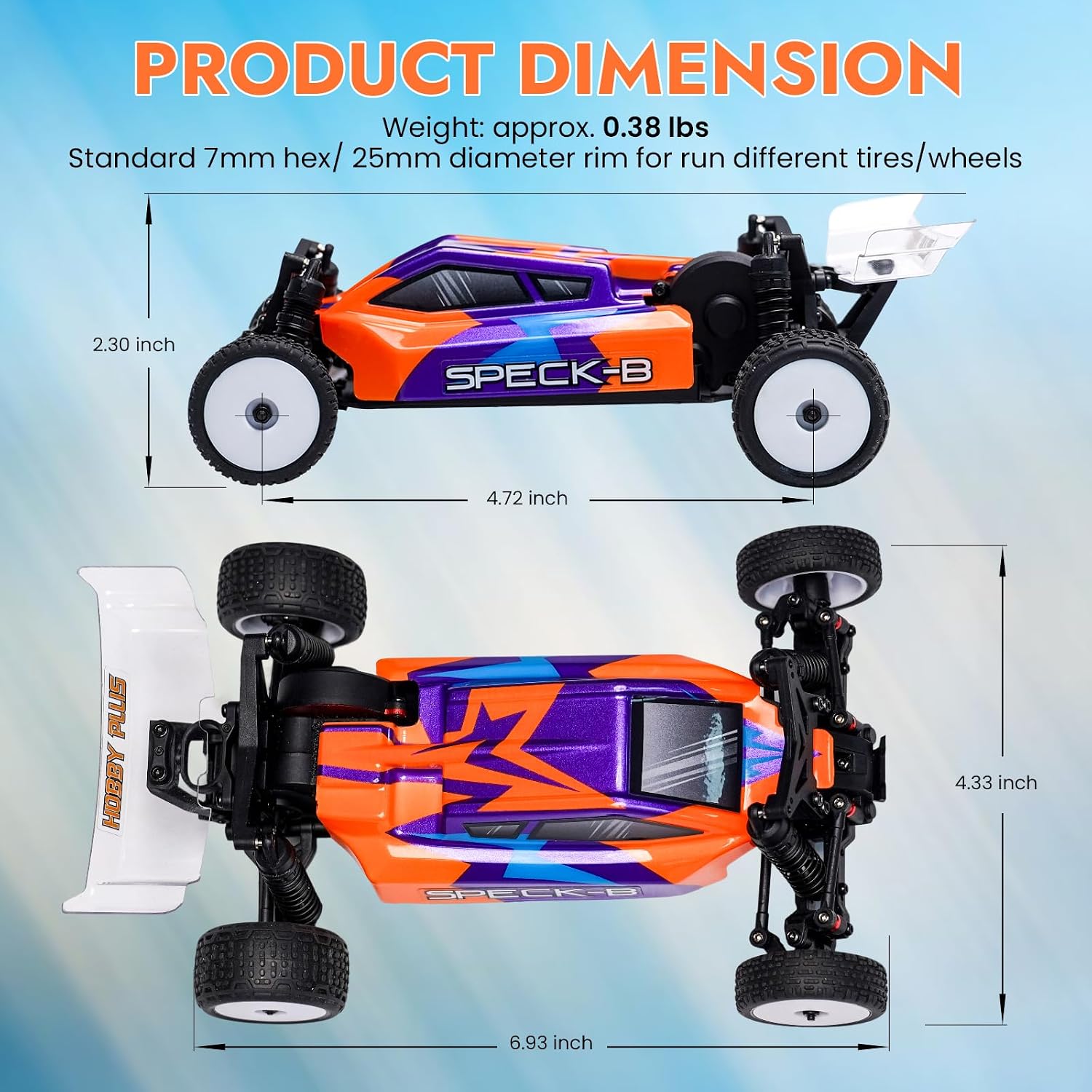 HOBBYPLUS Speck B Elite Brushless 1/24 2WD Mini RC Car - RTR RC Buggy, Fast Mini Racing Buggy – Remote Control Car Racing Vehicles (Razor Magenta)
