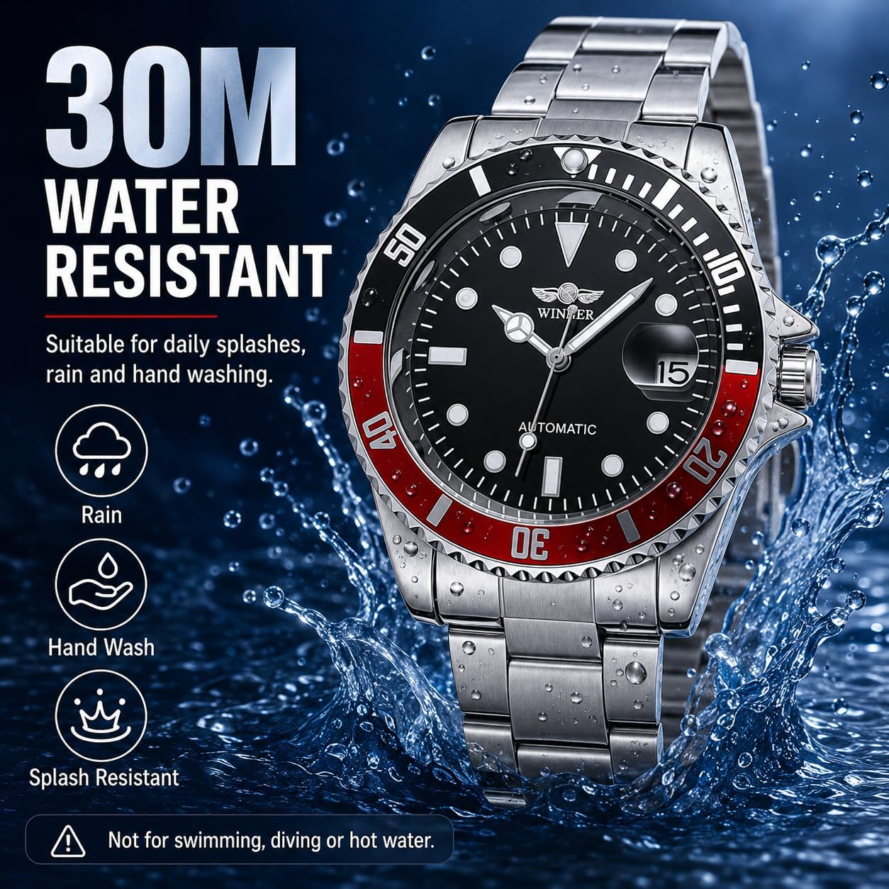 MASTOP Mens Automatic Mechanical Watches Stainless Steel Waterproof Luxury Watch for Men Reloj Automático para Hombre