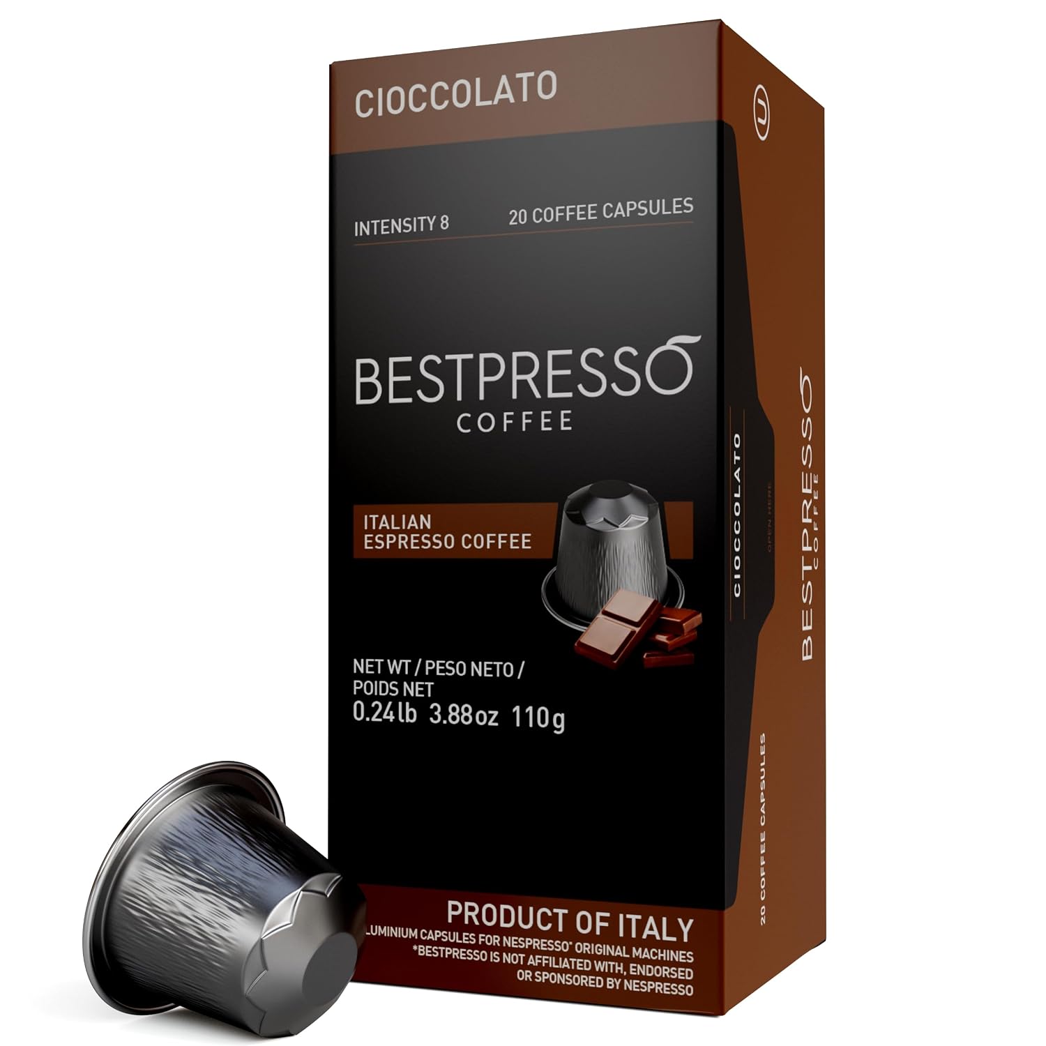 Bestpresso Coffee for Nespresso Original Machine 120 pods Certified Genuine Espresso Flavored Pack Vanilla Pods Compatible with Nespresso Original
