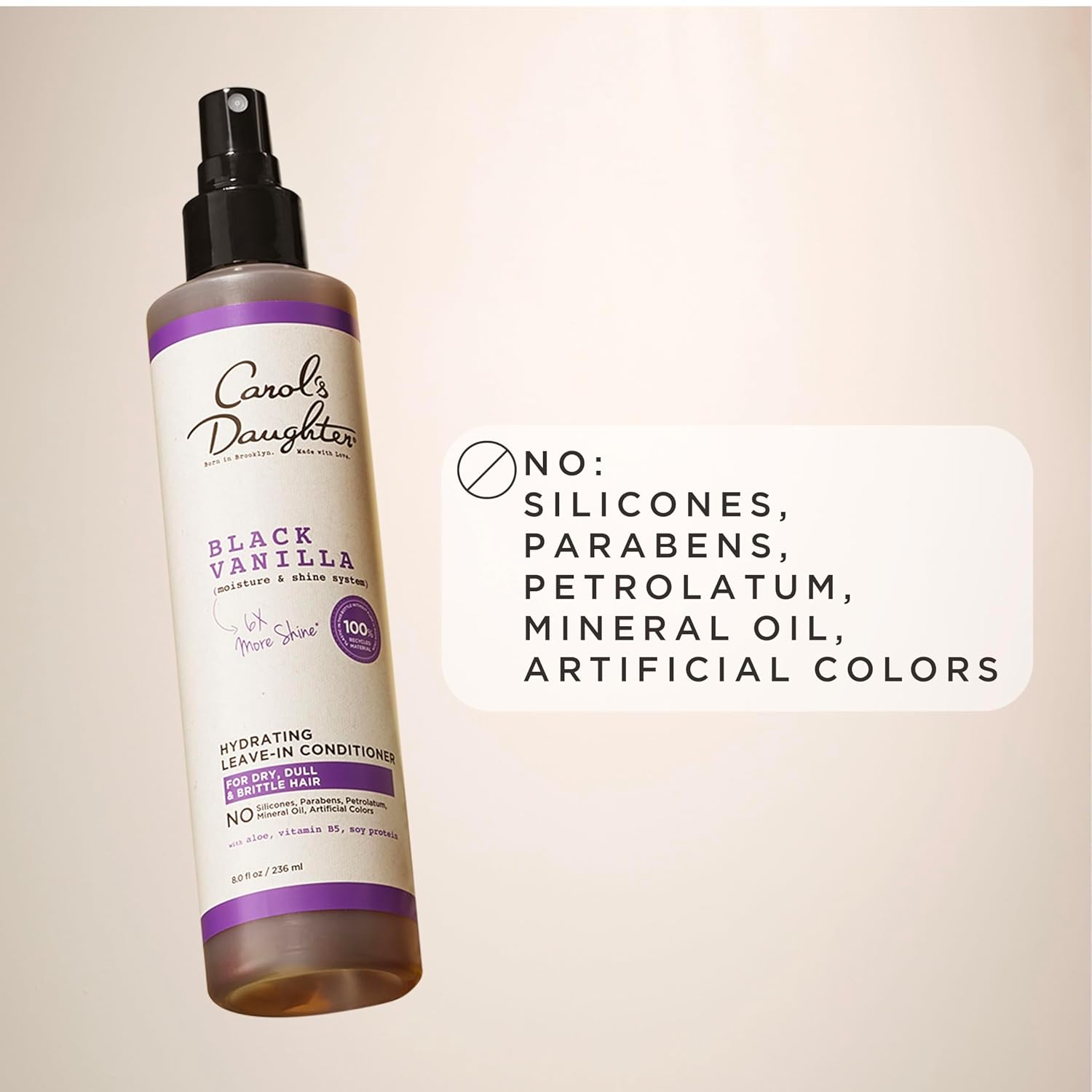 Carol's Daughter Black Vanilla Leave In Conditioner for Curly, Wavy or Natural Hair, Moisturizing Hair Care for Dry, Dull or Brittle Split Ends, 8 Fl Oz