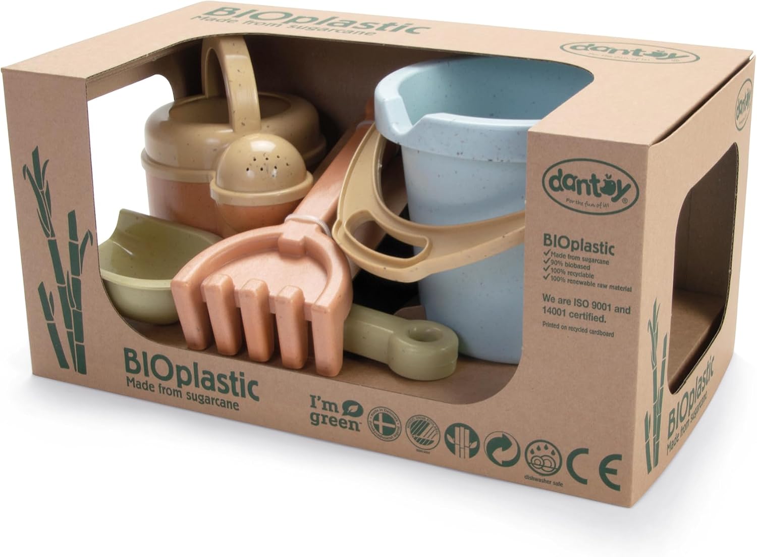 Dantoy: BIO Sand & Garden Set - 4 Piece Playset - Pretend Gardening, Outdoor Beach-Backyard-Sandbox Toy, Recycled Plastic, Kids & Toddlers Ages 2+