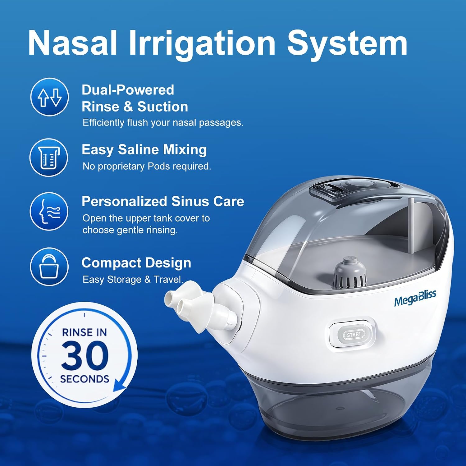 Nasal Irrigation System Nasal Irrigator Sinus Rinse Machine | Electric Nasal Cleaner for Congestion Relief | Sinus Rinse & Suction Dual-Powered