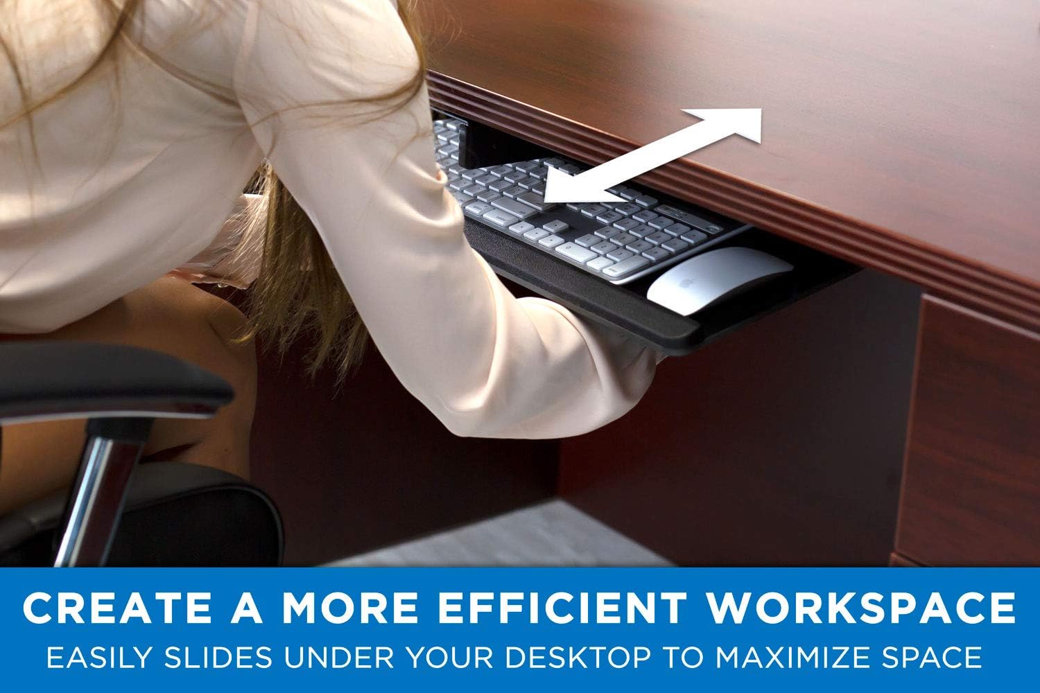 Mount-It! Keyboard Tray Under Desk, Full Motion Computer Keyboard and Mouse Tray, Slide Out Ergonomic Keyboard Drawer with Gel Wrist Pad, 26" Wide