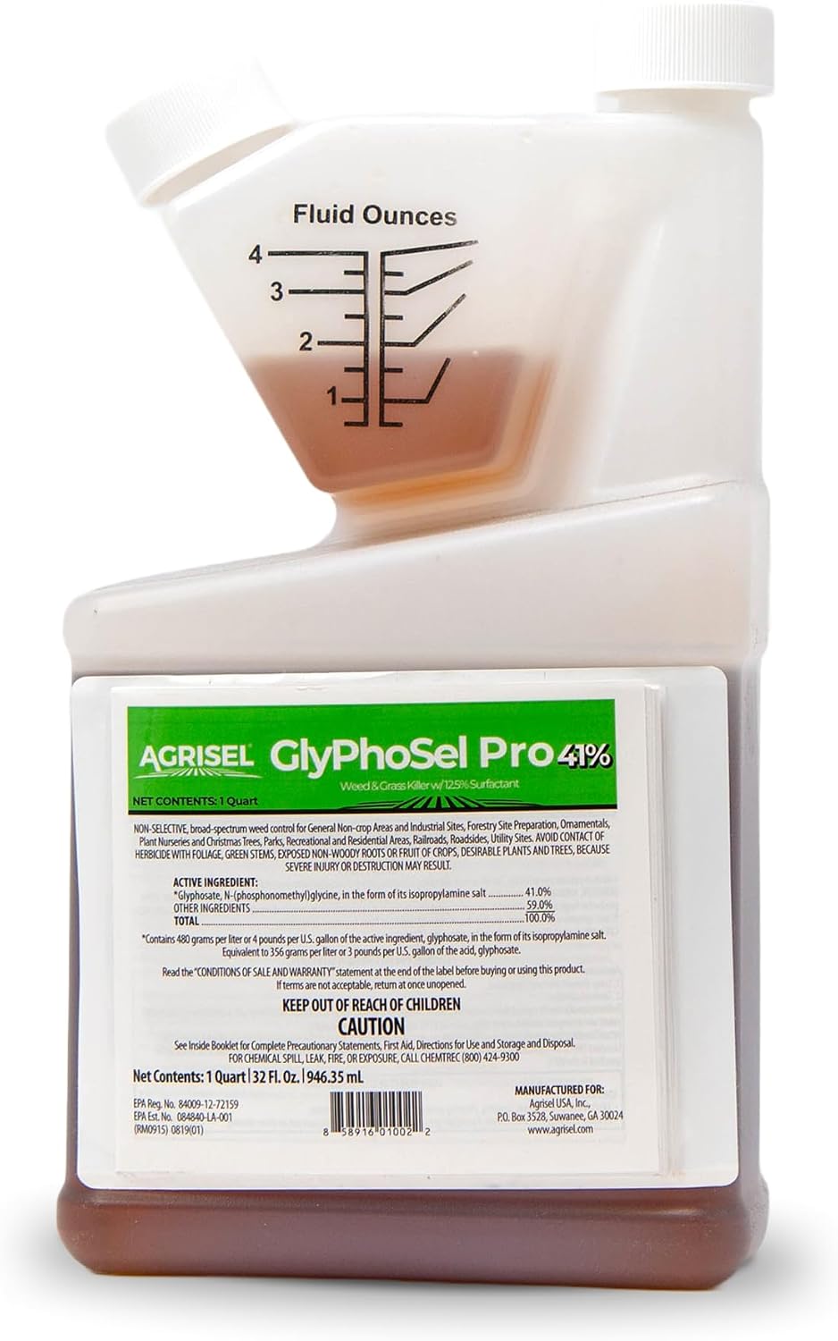 Agrisel GlyPhoSel Pro Weed Killer, Easy Mixing, Pet Safe, 128 Ounces | Tackles Hard-to-Kill Weeds, Low-Odor