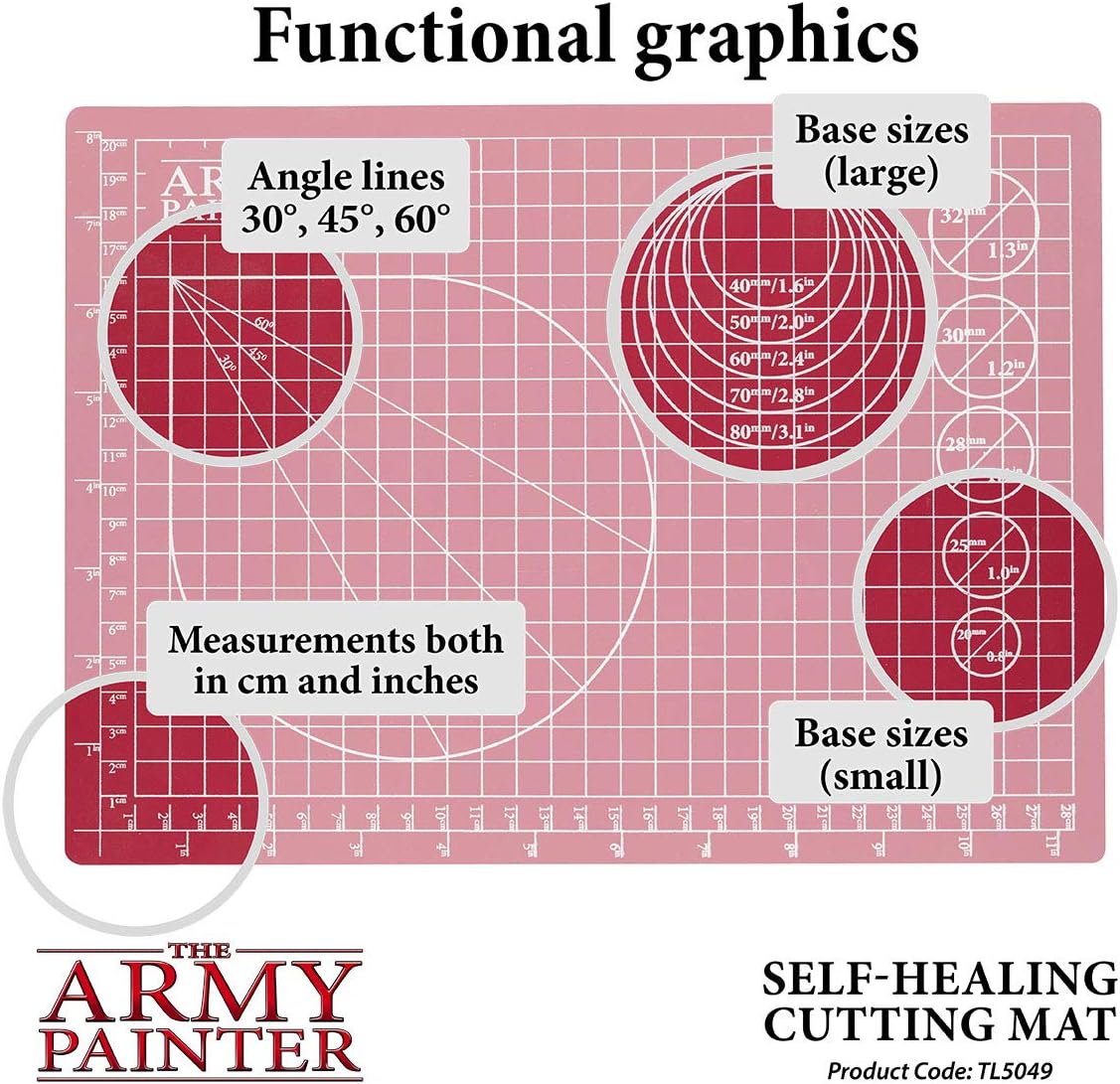 The Army Painter, Self-Healing Cutting Mat, Double Sided PVC Non-Slip, A4 | 3-Ply Gridded Miniature and Model Cutting Board, A4, Tabletop Roleplaying