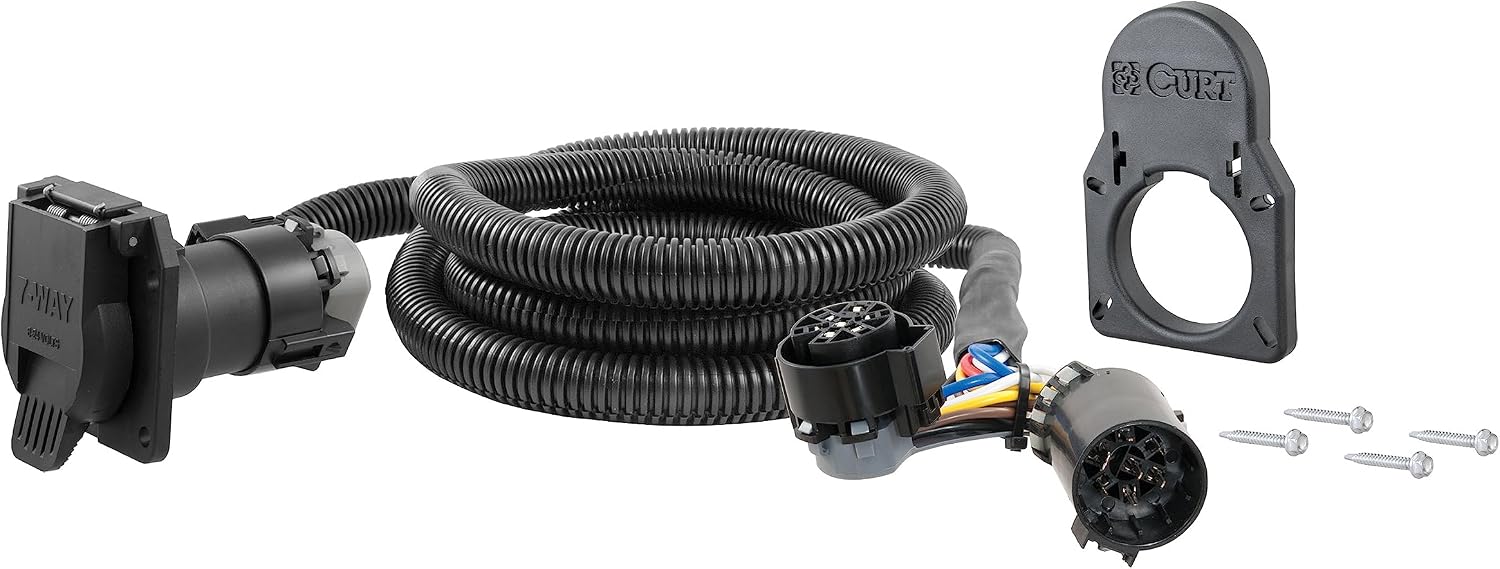 CURT 7' GM Wiring Extension Harness & Cover (Adds 7-Way RV Blade to Truck Bed)